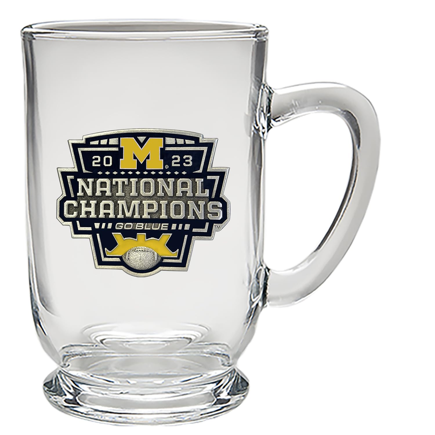 Michigan Wolverines 2023 CFP National Champions 15oz Coffee Mug - Premium Metal Pewter Alma Mater Inlay Design - Perfect for Coffee, Tea & Hot Beverages - Great Gift for Football Fans & Alumni - Ideal for Game Day, Office Use & Home Decor