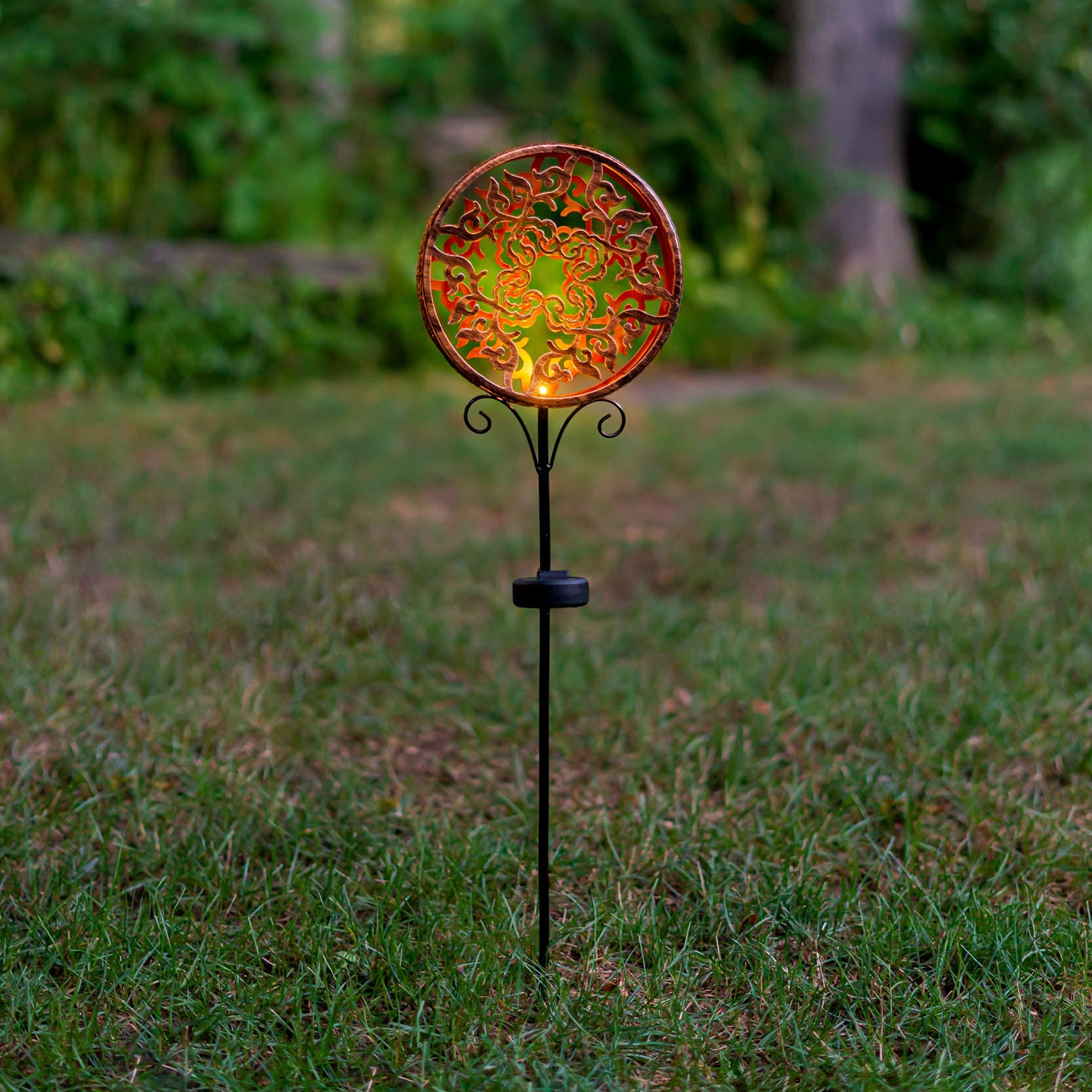 Solar Powered LED Stake Lights Outdoor - 2.5ft Copper Garden Pathway Lights, Waterproof Landscape Lighting for Yard, Patio, Walkway (Set of 6) - Perfect for Backyard, Driveway, and Outdoor Decor