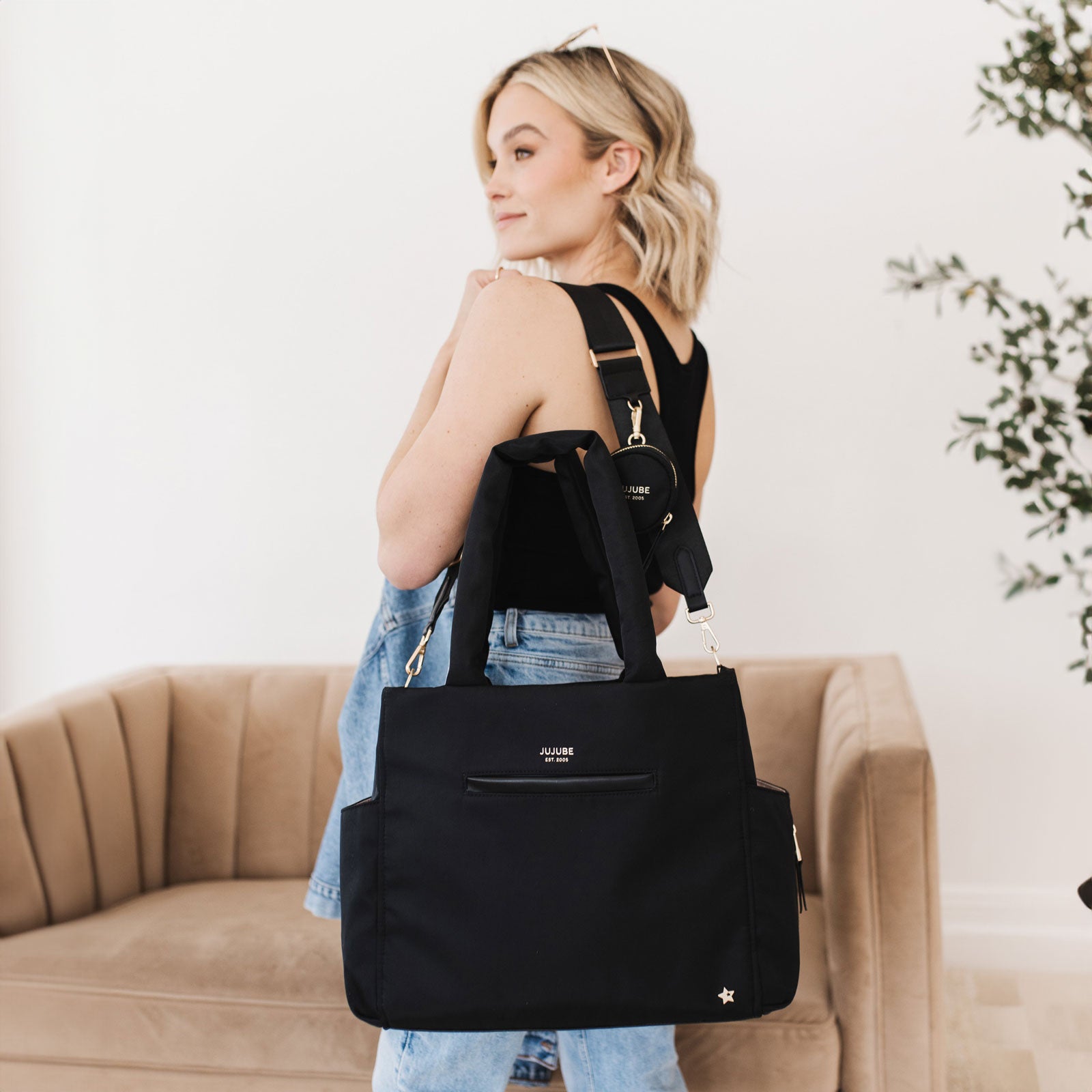 JuJuBe Utility Strap Tote - Versatile Diaper Bag & Travel Organizer for Moms, Perfect for Baby Essentials, Shopping & Daily Use