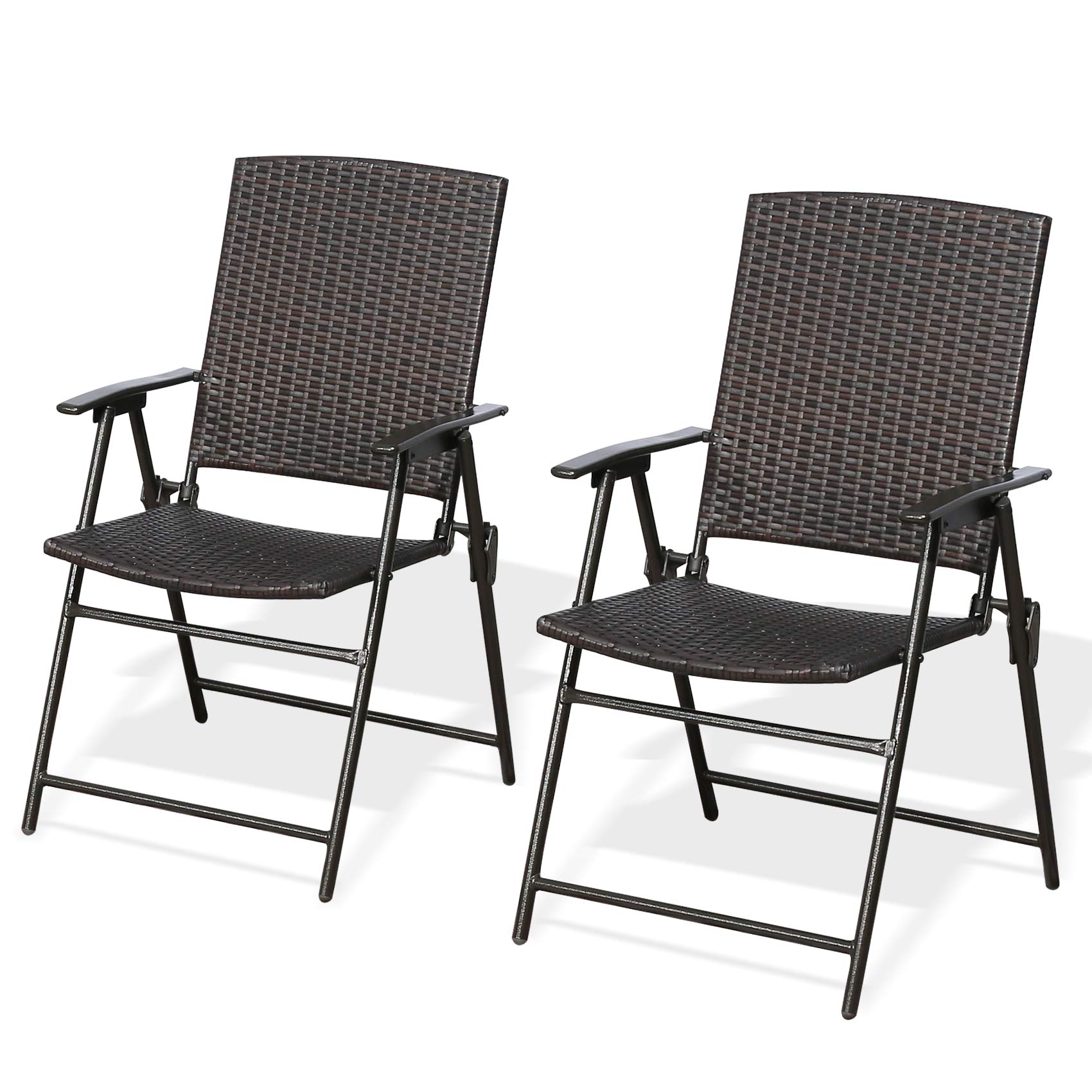 Ulax Furniture Outdoor Dining Chairs - Foldable Wicker Patio Chairs Set of 2 - Perfect for Backyard, Garden, Poolside & Restaurant Outdoor Seating