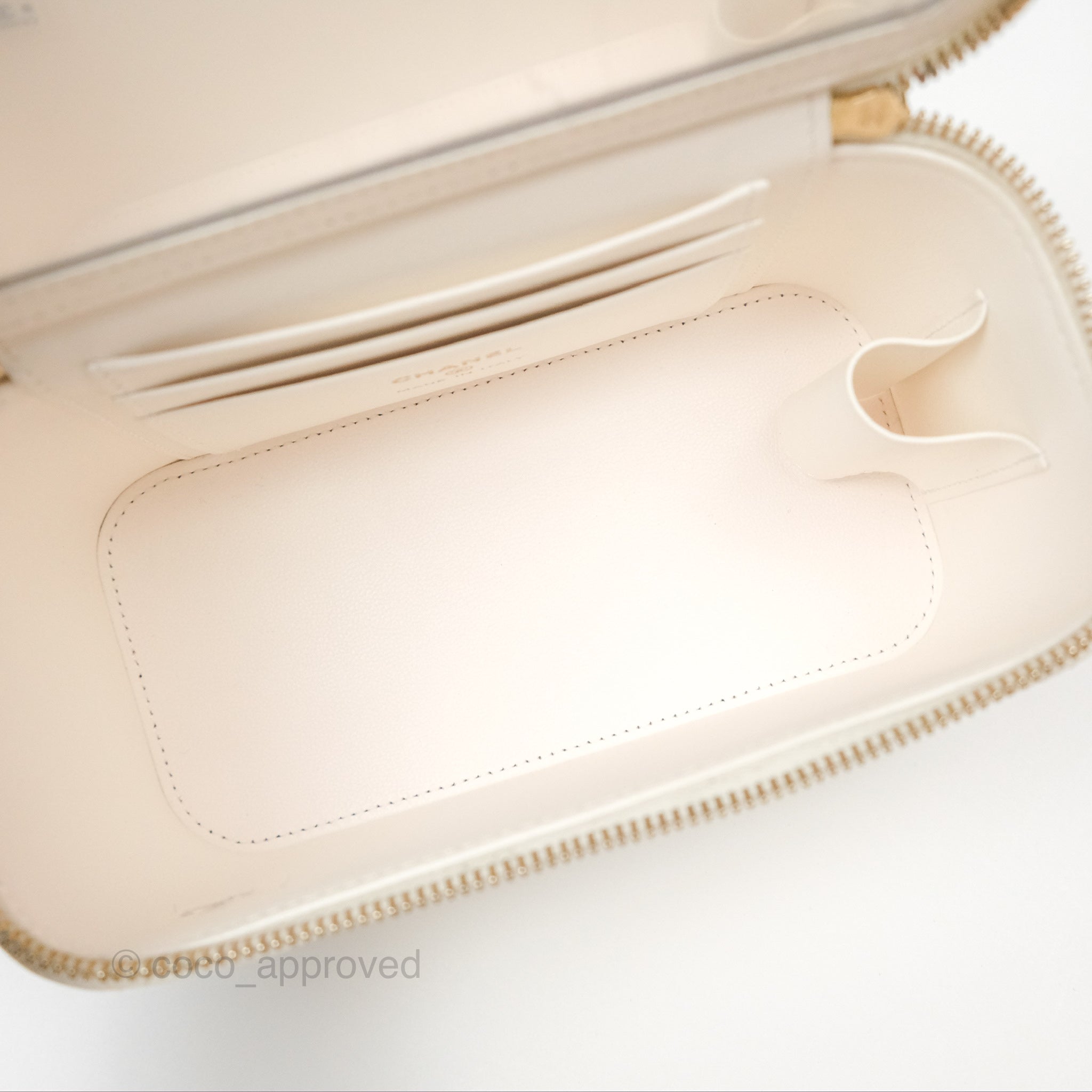 Chanel All Slide Vanity Bag with Adjustable Chain - White Lambskin Leather & Aged Gold Hardware - Luxury Crossbody Bag for Women, Perfect for Parties & Evening Events