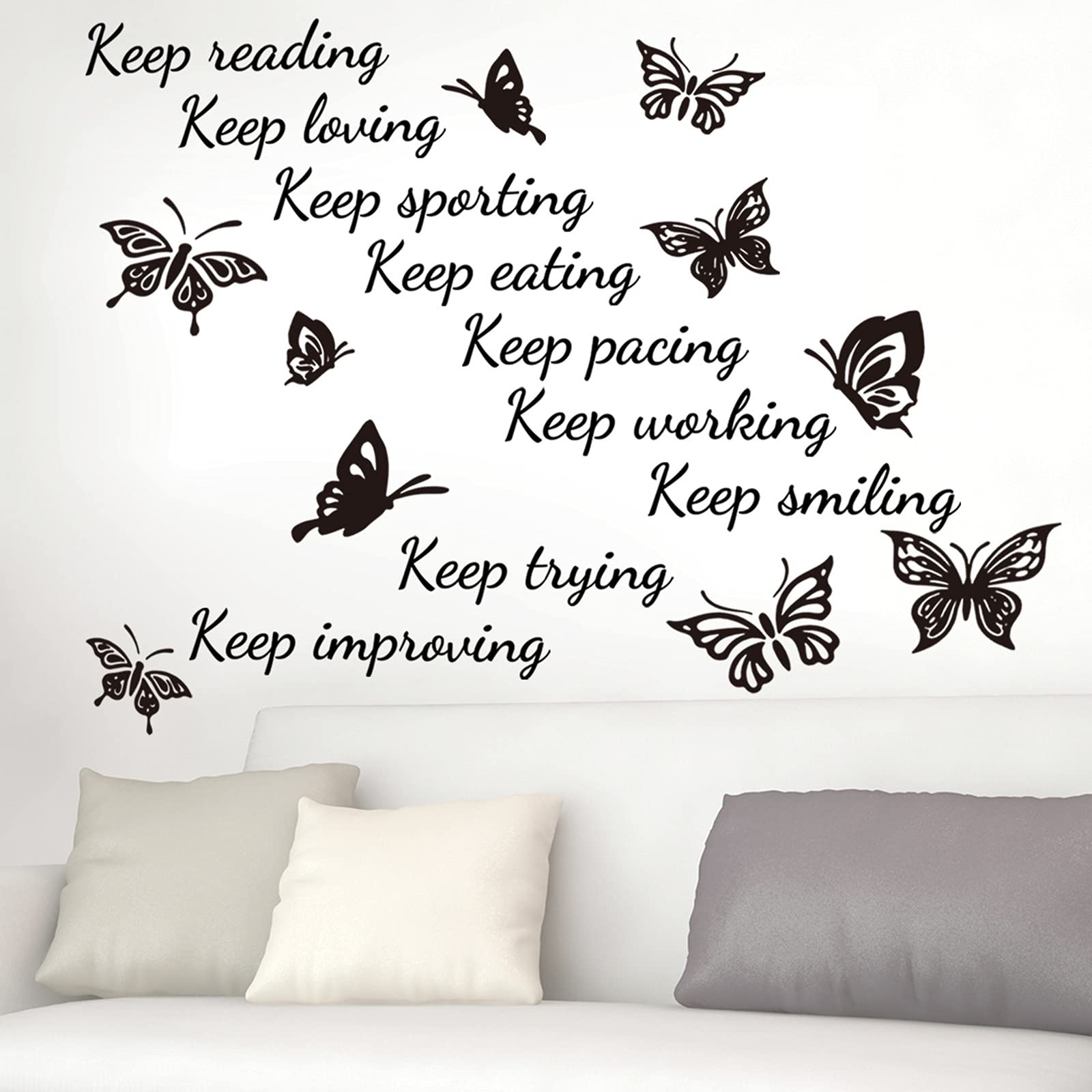 Dinosaur Wall Decals - Motivational Peel & Stick Wall Stickers for Kids Room, Nursery, Playroom Decor | Removable DIY Dinosaur Wallpaper with English Quotes & Butterfly Designs | Perfect for Toddler Bedroom, Classroom, and Play Area Wall Decor