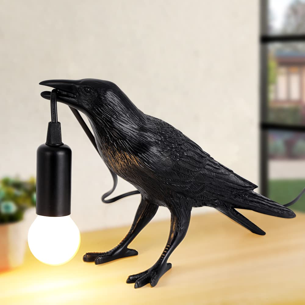 Raven Lamp - Adjustable Brightness Crow Light with Bulb, Gothic Bird Night Light for Bedroom, Living Room & Office Decor | Perfect for Halloween, Gothic Home Decor & Cozy Reading Ambience