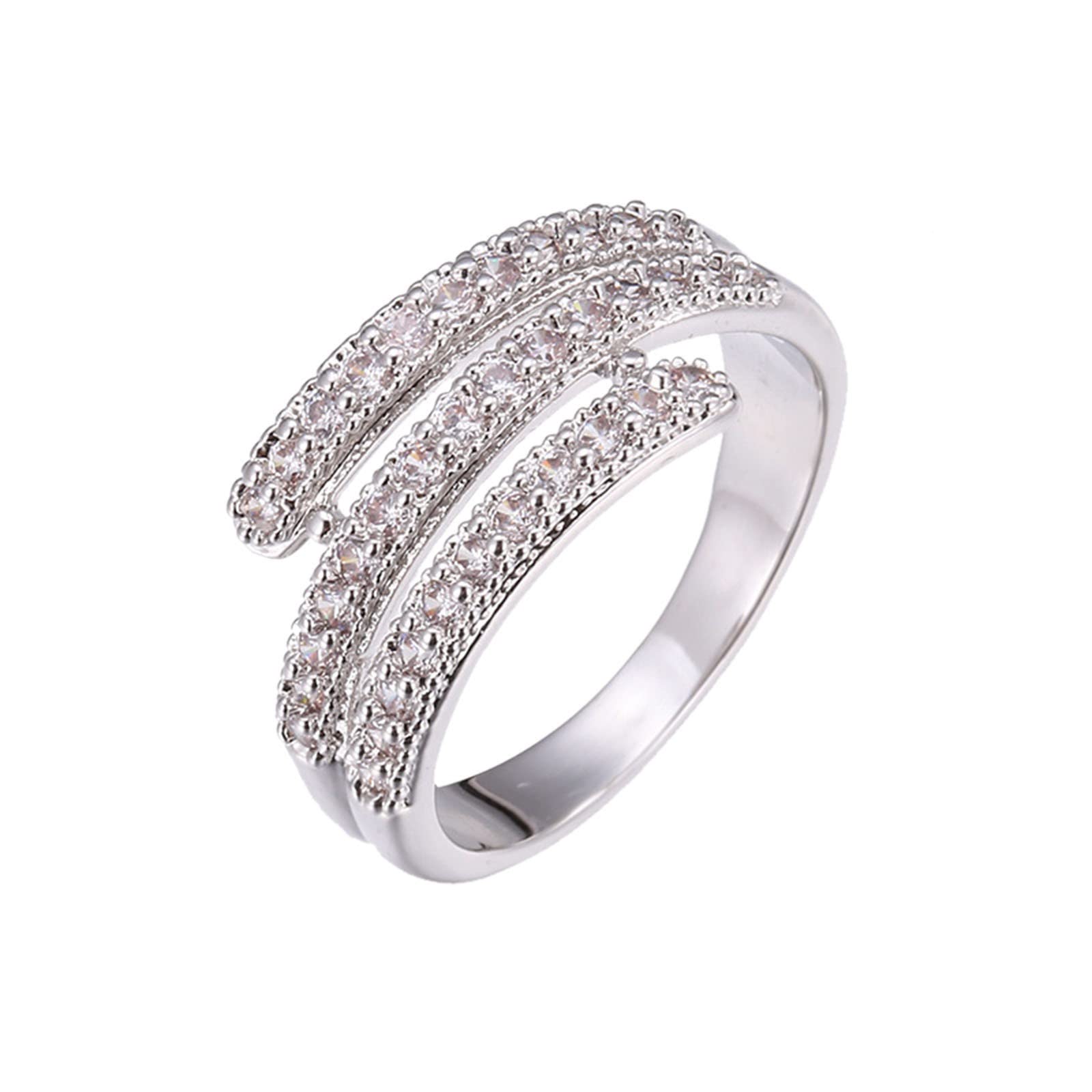 Elegant Zircon Silver Ring for Women - Simple Geometric Design Fashion Jewelry, Size 8 | Perfect for Everyday Wear, Date Nights & Special Occasions
