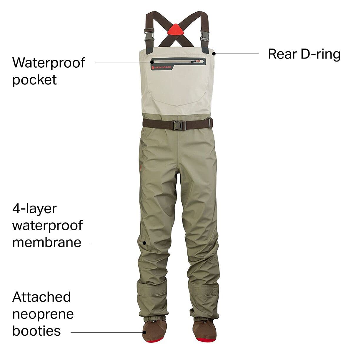 Redington Men's Escape Chest High Waders - Waterproof Fly Fishing Waders for Men - Breathable & Durable (Boulder/Slate) - Perfect for Streams, Rivers & Cold Water Fishing