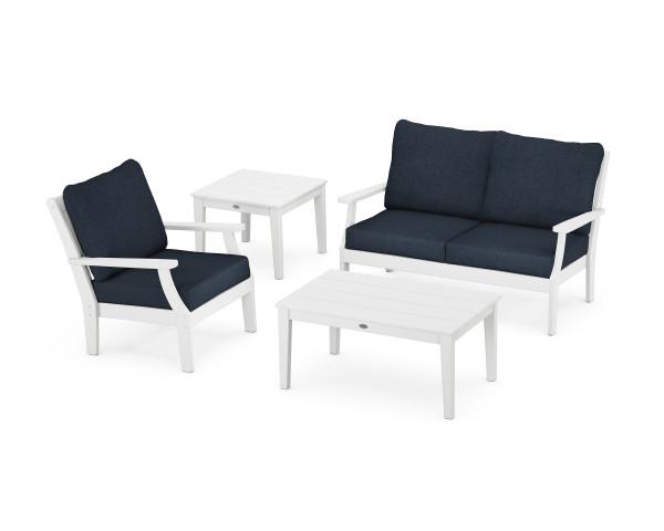 Polywood Braxton 4-Piece Deep Seating Patio Set - Outdoor Furniture for Garden, Poolside & Backyard Relaxation
