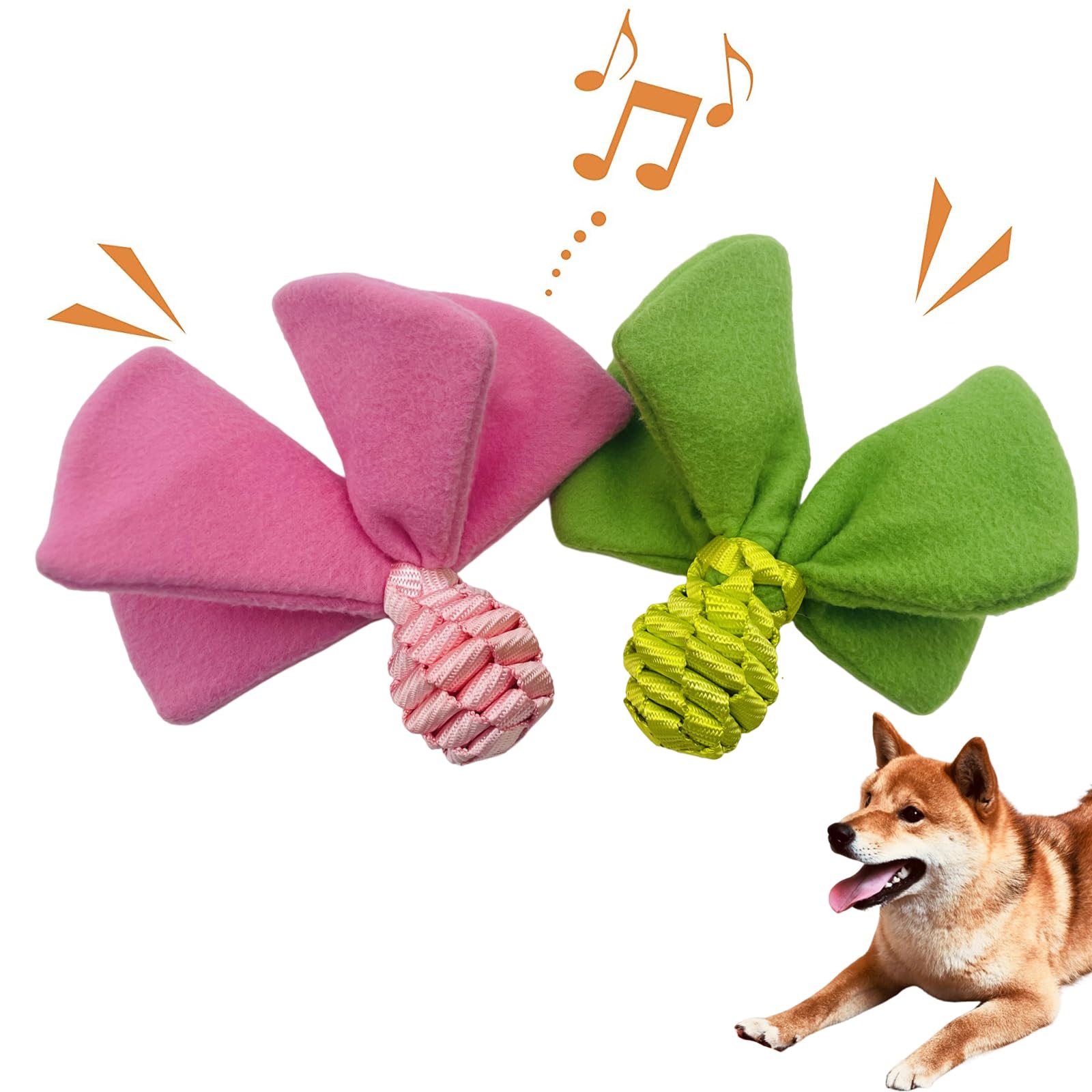 Durable Dog Squeaky Toys for Puppies - 2 Pack No Stuffing Chew Toys for Teething Small & Medium Dogs | Interactive Pet Toys for Indoor & Outdoor Play