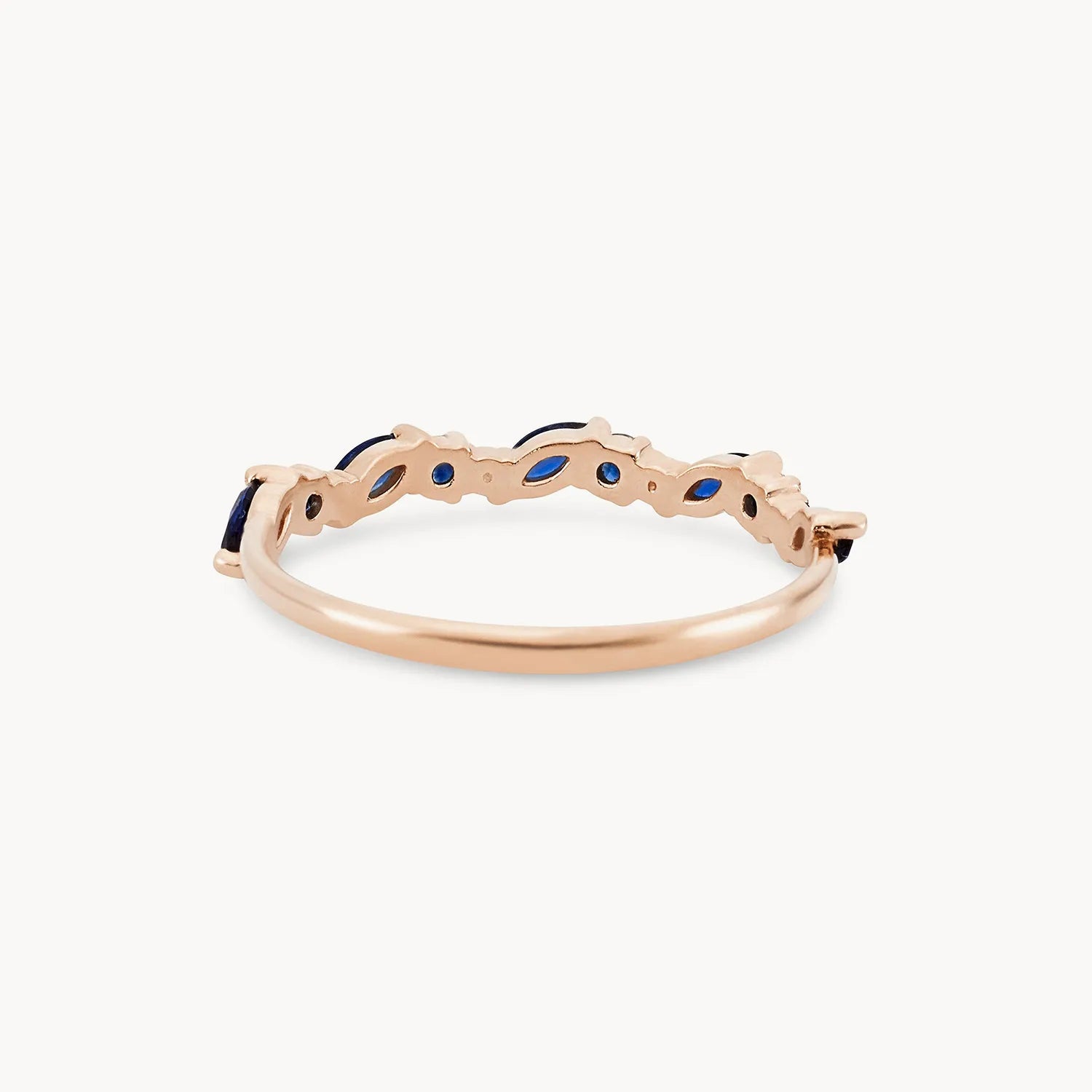 14K Rose Gold Reverie Band with Genuine Blue Sapphire - Elegant Stackable Ring for Women, Perfect for Weddings, Anniversaries & Everyday Wear