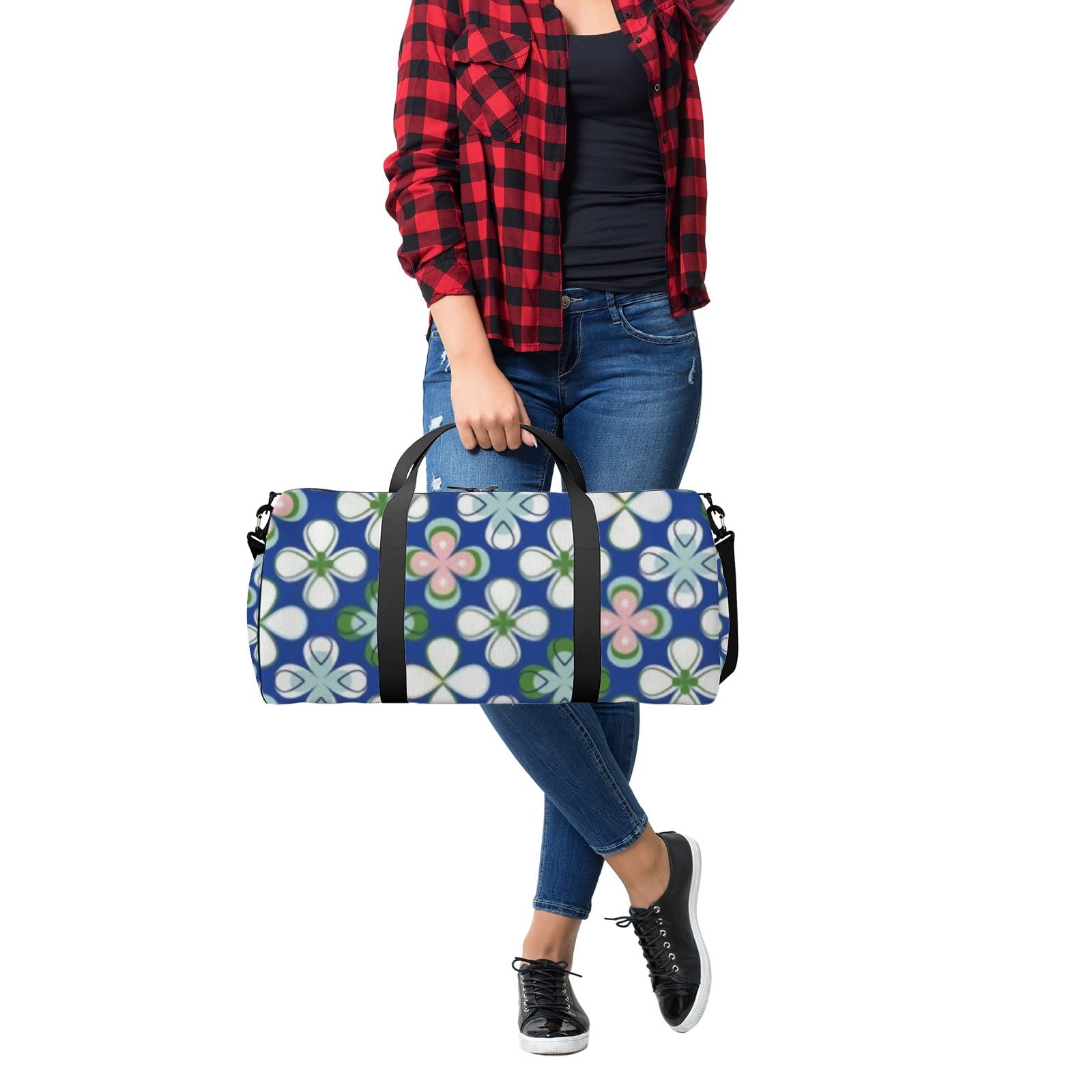 Stylish Moroccan Geometric Floral Sports Duffel Bag - Lightweight Waterproof Gym Travel Tote with Shoulder Strap & Mesh Pockets for Women & Men | Perfect for Gym, Weekend Trips & Overnight Travel