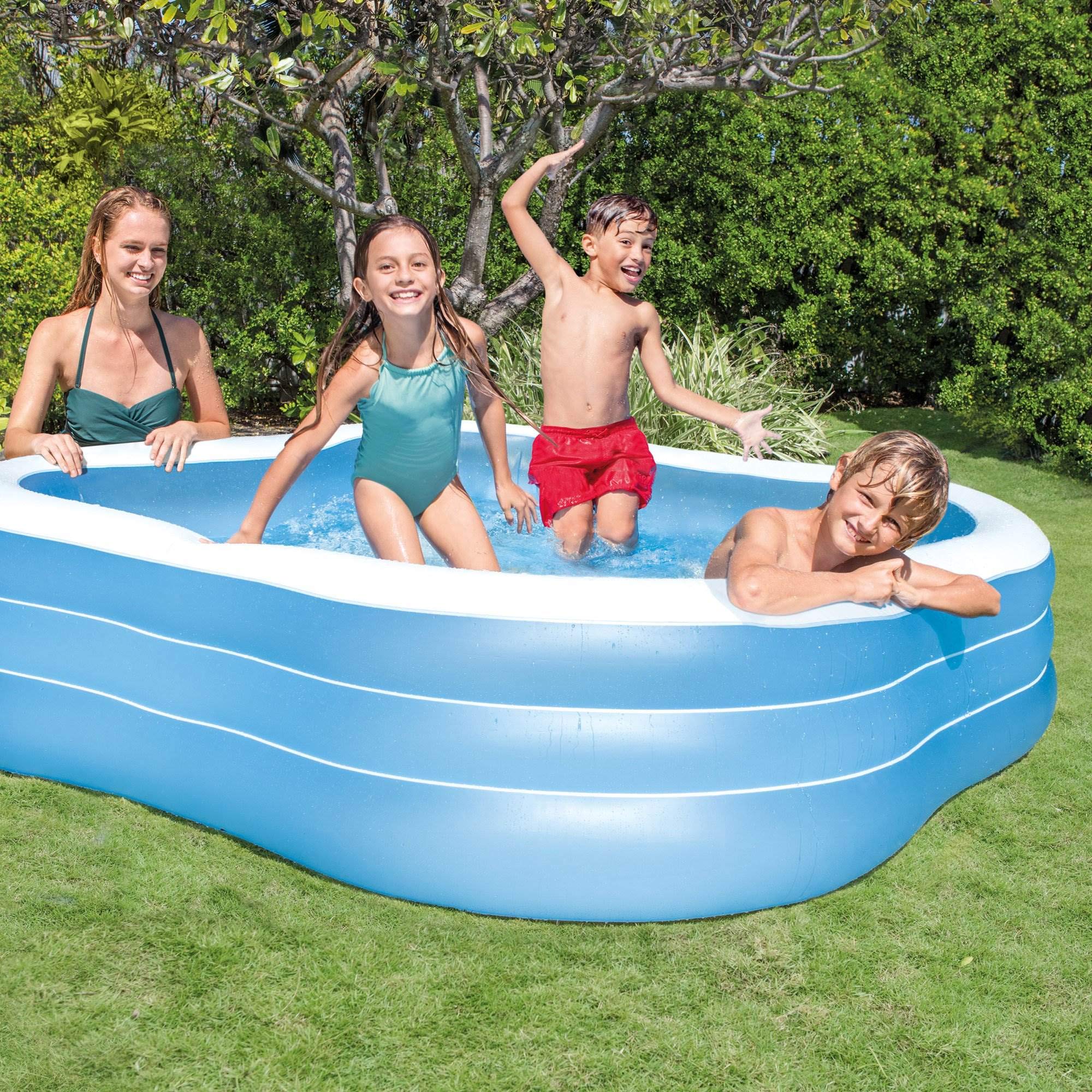 Intex 7.5ft x 7.5ft x 22in Inflatable Above Ground Swimming Pool Set (2 Pack) - Perfect for Backyard Fun, Kids Play, and Summer Cooling Off