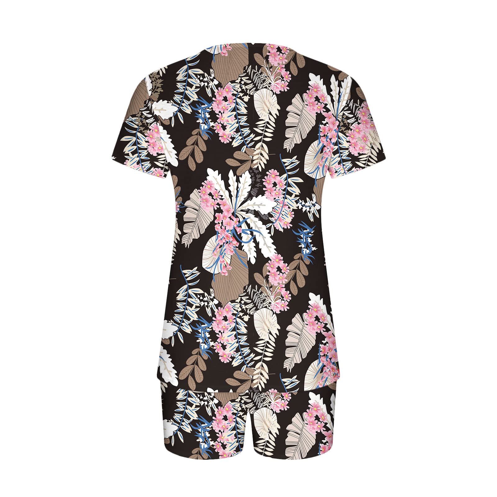Women's 2-Piece Lounge Set - Soft Short Sleeve Top & Comfy Shorts - Matching Pajama Set for Sleepwear, Loungewear & Casual Outfits - Perfect for Relaxing at Home, Lounging & Sleeping