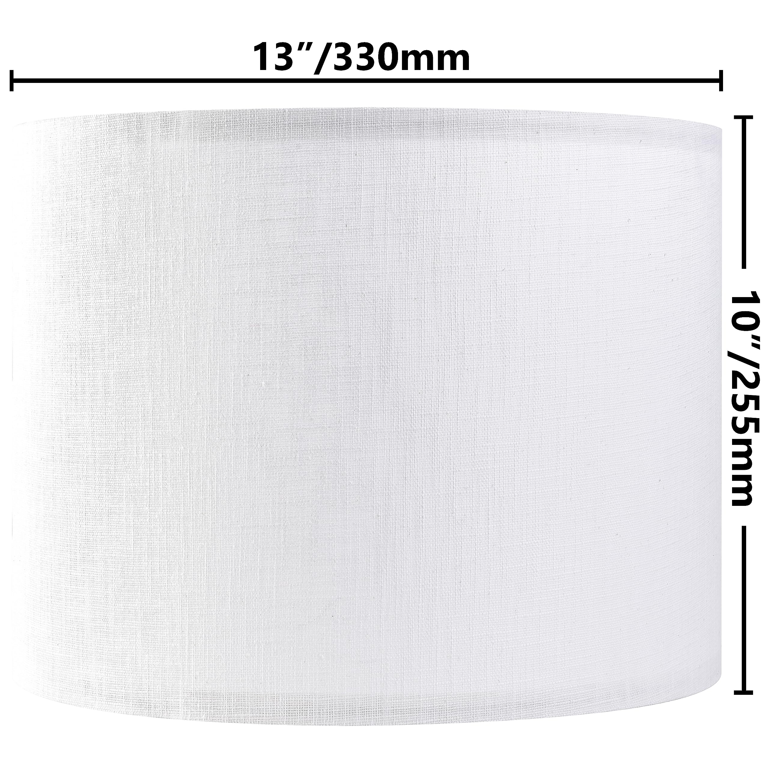 Set of 2 Pure White Linen Drum Lamp Shades - 13