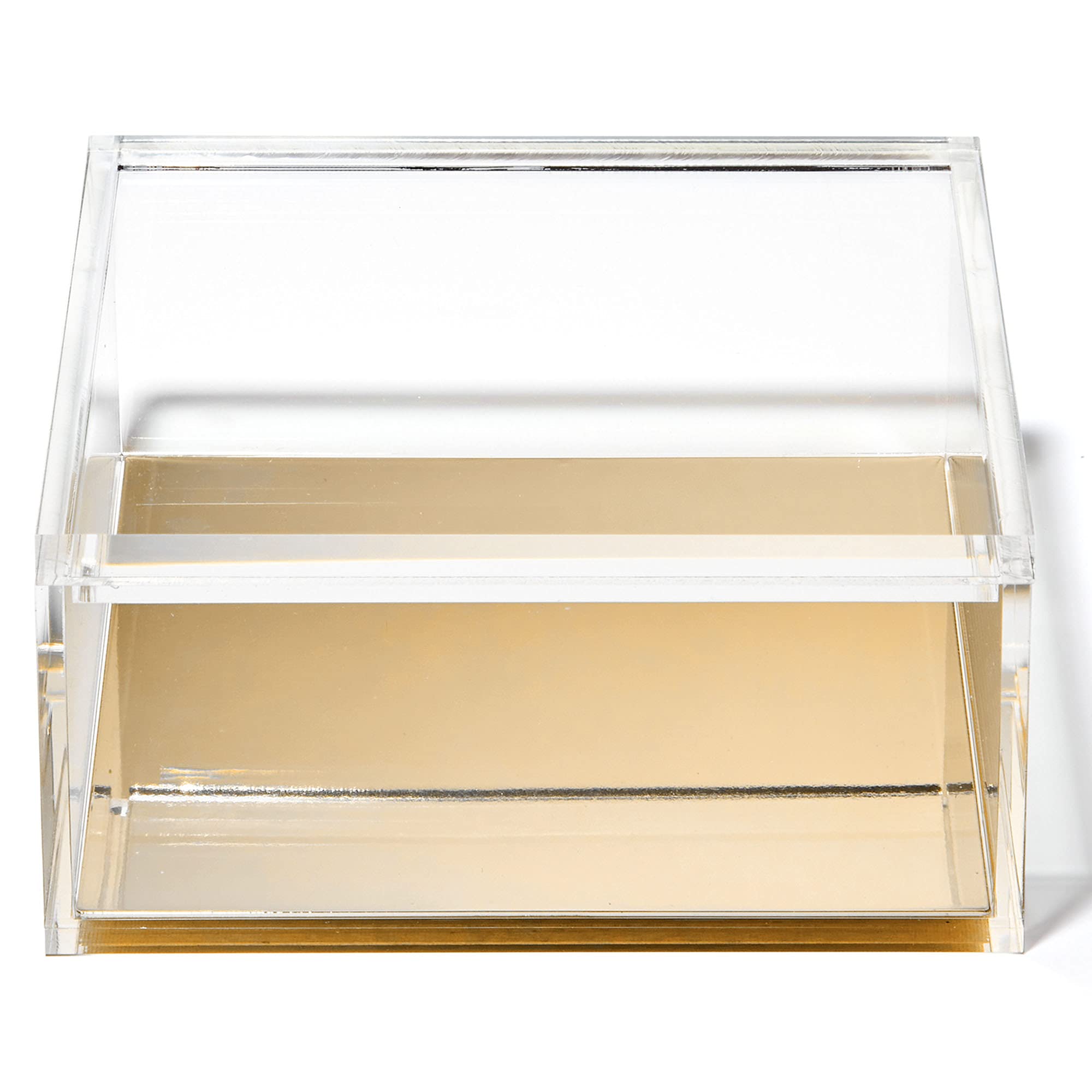 OfficeGoods Acrylic Desk Organizer with Gold Base - Stylish Storage Box for Home Office, Kitchen Counter, Bathroom Vanity & Display Shelves - Perfect for Organizing Jewelry, Makeup, Office Supplies & Collectibles - Extra Large Desktop Organizer