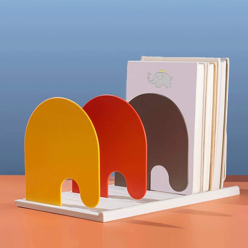 Decorative Bookends with 4-Section Adjustable Bookshelf - Imitation Corrugated Bottom for Secure Book Storage | Perfect for Office, Home Library & Study Room Organization
