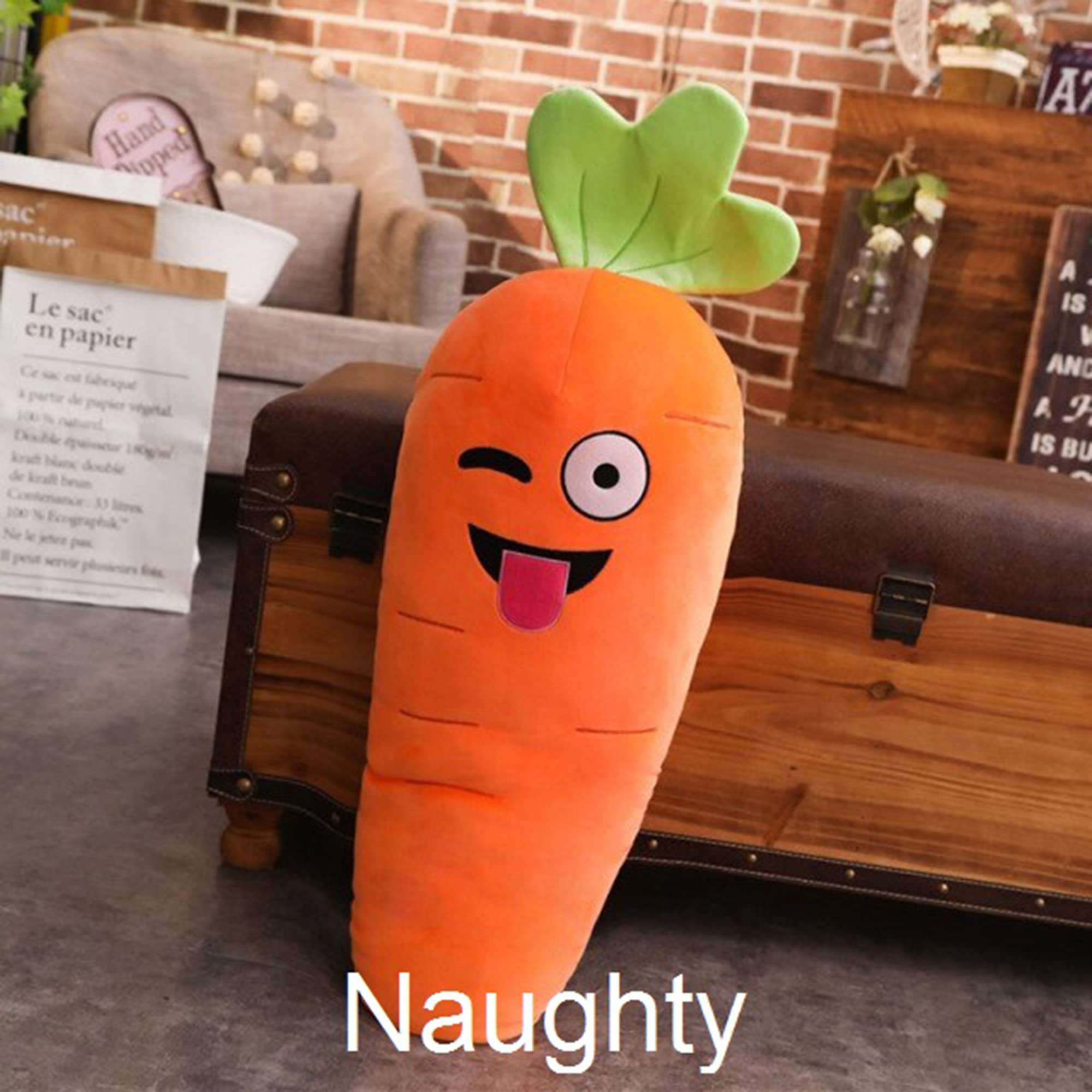 110cm Carrot Body Pillow - Extra Long Hug Pillow for Adults, Soft Plush Bolster Pillow for Couples & Long Distance Relationships, Cute Carrot-Shaped Cuddle Pillow for Sleeping, Anime & Home Decor (43.3 inch, Playful Design)