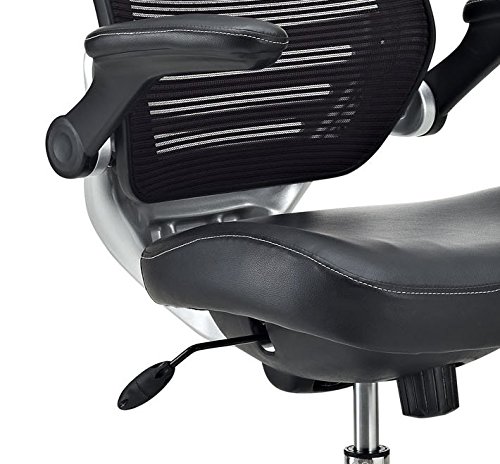 Modway Edge Drafting Chair - Adjustable Height Office Chair with Flip-Up Arms for Reception Desk, Drafting Table & Home Office - Ergonomic Black Task Chair for Professionals & Students
