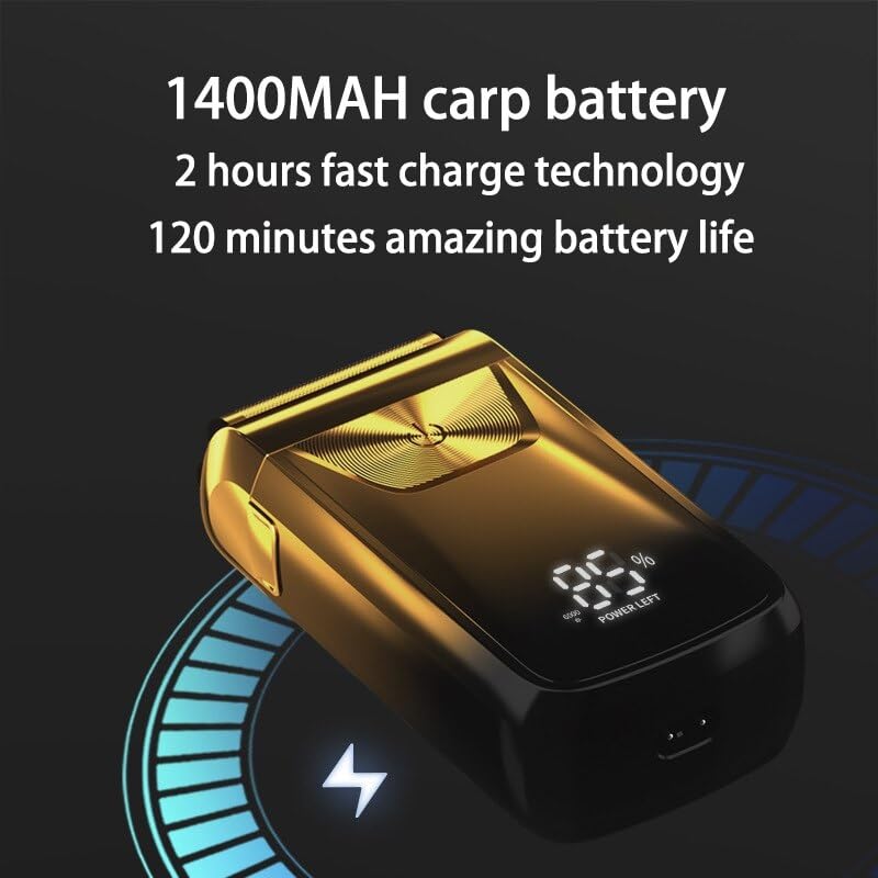 Rechargeable Electric Razor for Men - Wet & Dry Shaver with Beard & Hair Trimmer, Gold | Perfect for Travel, Home & Gym Use