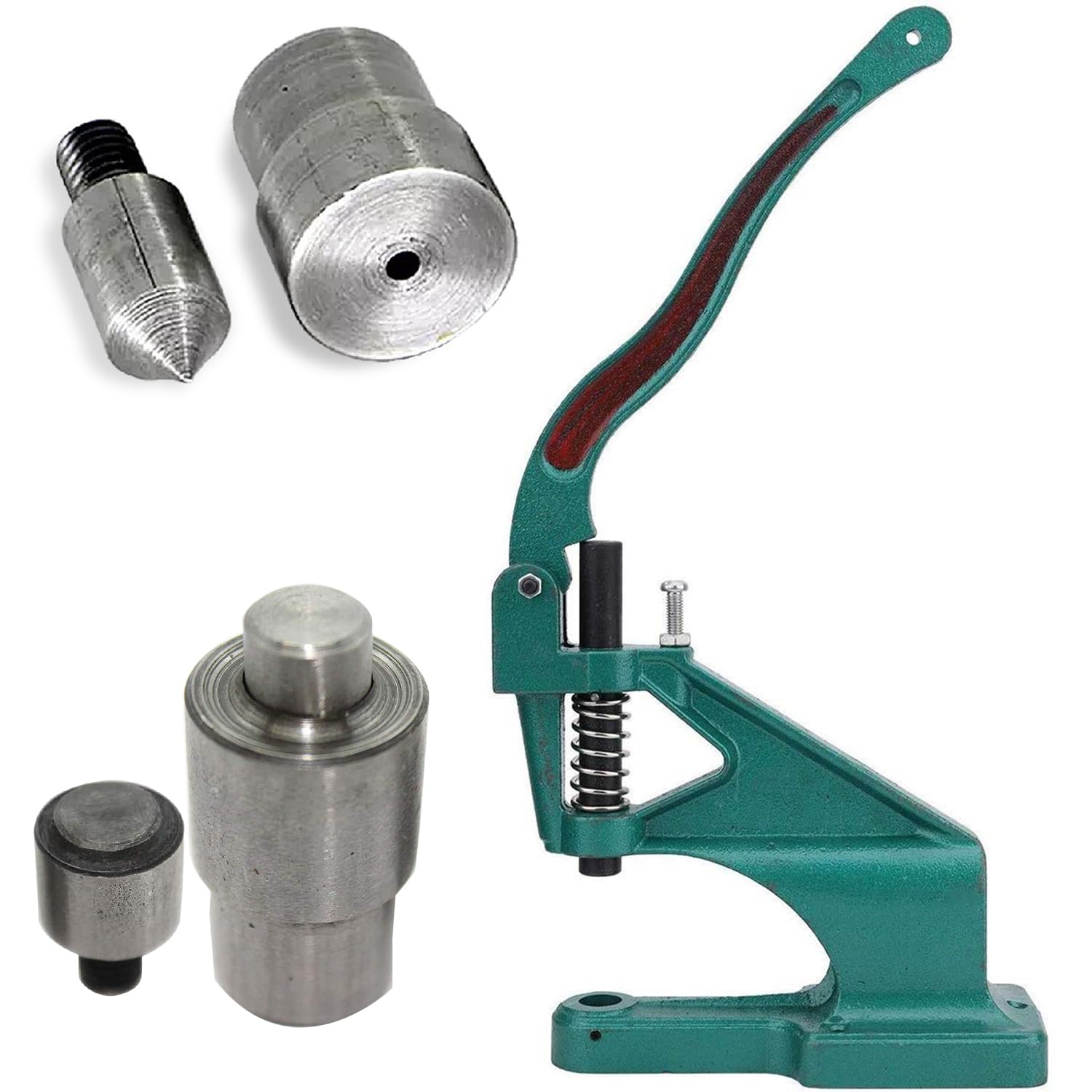 18mm Green Hand Press Machine with Grommet Tool & Hole Cutter - Perfect for Leather Craft, DIY Projects, and Fabric Work