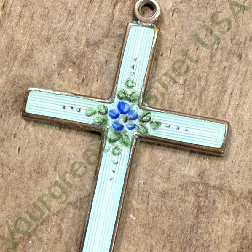Vintage Guilloche Enamel Holy Cross Pendant Necklace - Religious Jewelry for Women, Men - Perfect for Baptism, First Communion, Confirmation Gifts