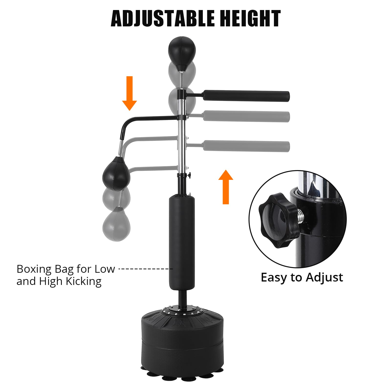 3-in-1 Freestanding Boxing Punching Bag Set with 2 Speed Balls, 360° Relax Bar & Reflex Bag - Professional Kickboxing Training Equipment for Adults - Perfect for Home Gym, Martial Arts Practice & Fitness Workouts