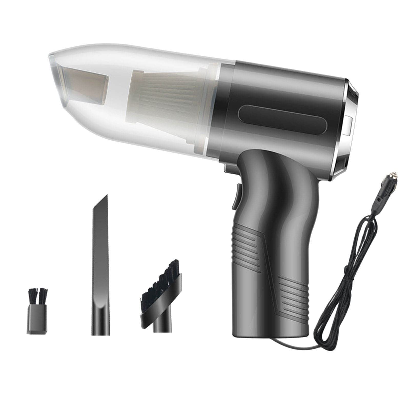 120W Portable Handheld Wireless Car Vacuum Cleaner Kit - Powerful Dry/Wet Suction for Car Interior, Home, Keyboard & Pet Hair Cleaning | Compact Dual-Purpose Mini Vacuum (Wired-Silver) | Perfect for Quick Car Detailing & Household Spot Cleaning