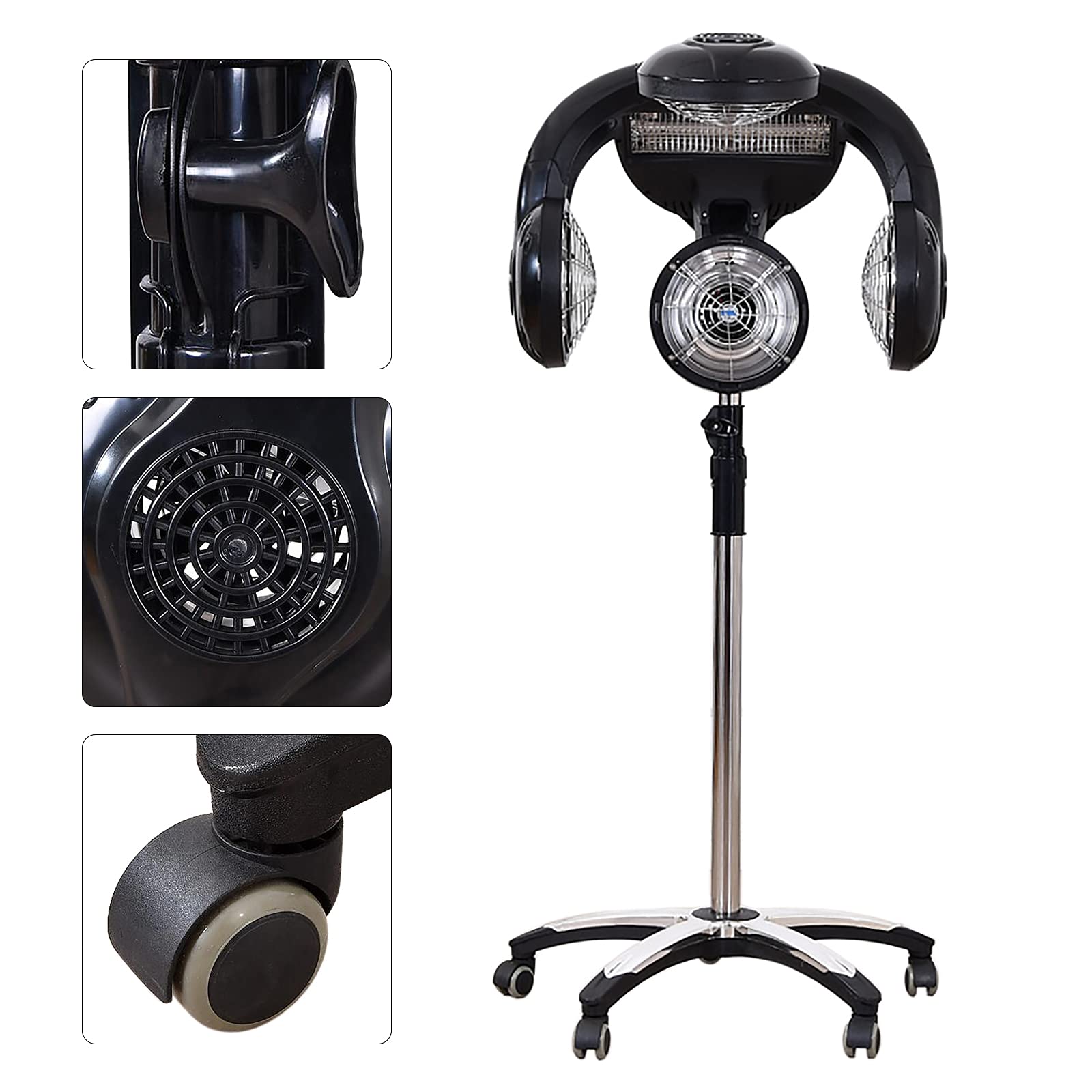 1400W Professional Hair Dryer & Color Processor with Smooth Wheels - Salon & Home Use for Styling, Coloring & Blow Drying Hair