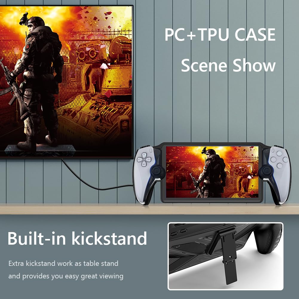 Shockproof TPU Gaming Console Sleeve Cover with Stand for PlayStation Portal Remote Player - Protective Skin Case for PS5/PS Portal - Perfect for Travel & Gaming Sessions