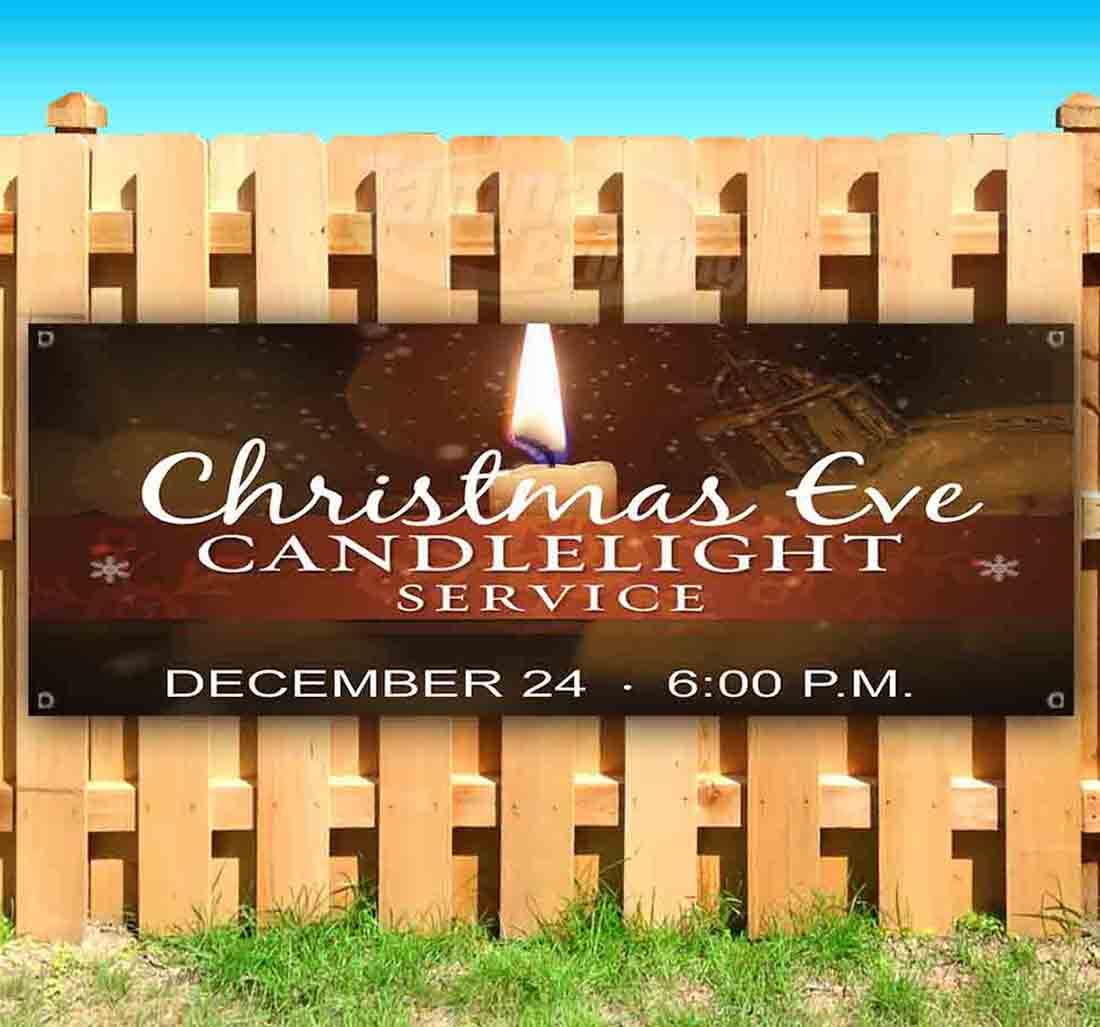 13 oz Heavy-Duty Vinyl Candle Light Service Banner - Single-Sided with Metal Grommets | Durable Non-Fabric Sign for Church Events, Memorials & Ceremonies