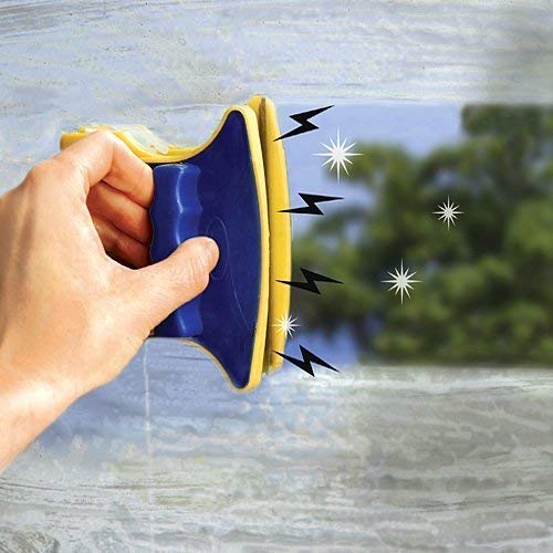 NOBILEA Magnetic Double-Sided Window Cleaner - Powerful Glass Cleaning Tool with 2 Extra Washable Microfiber Pads | Perfect for High Windows, Skylights, Glass Doors & Shower Enclosures