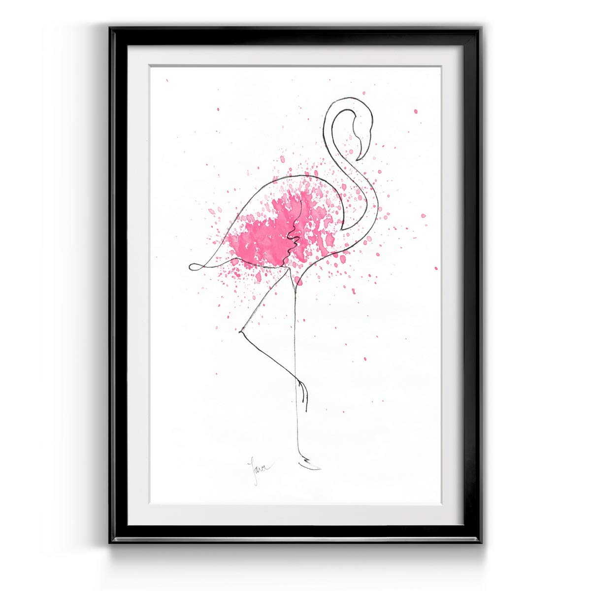 Premium Black Framed Flamingo Splash Print 42x30 Inches - Ready to Hang Wall Art - Made in USA - Perfect for Living Room, Bedroom & Office Decor