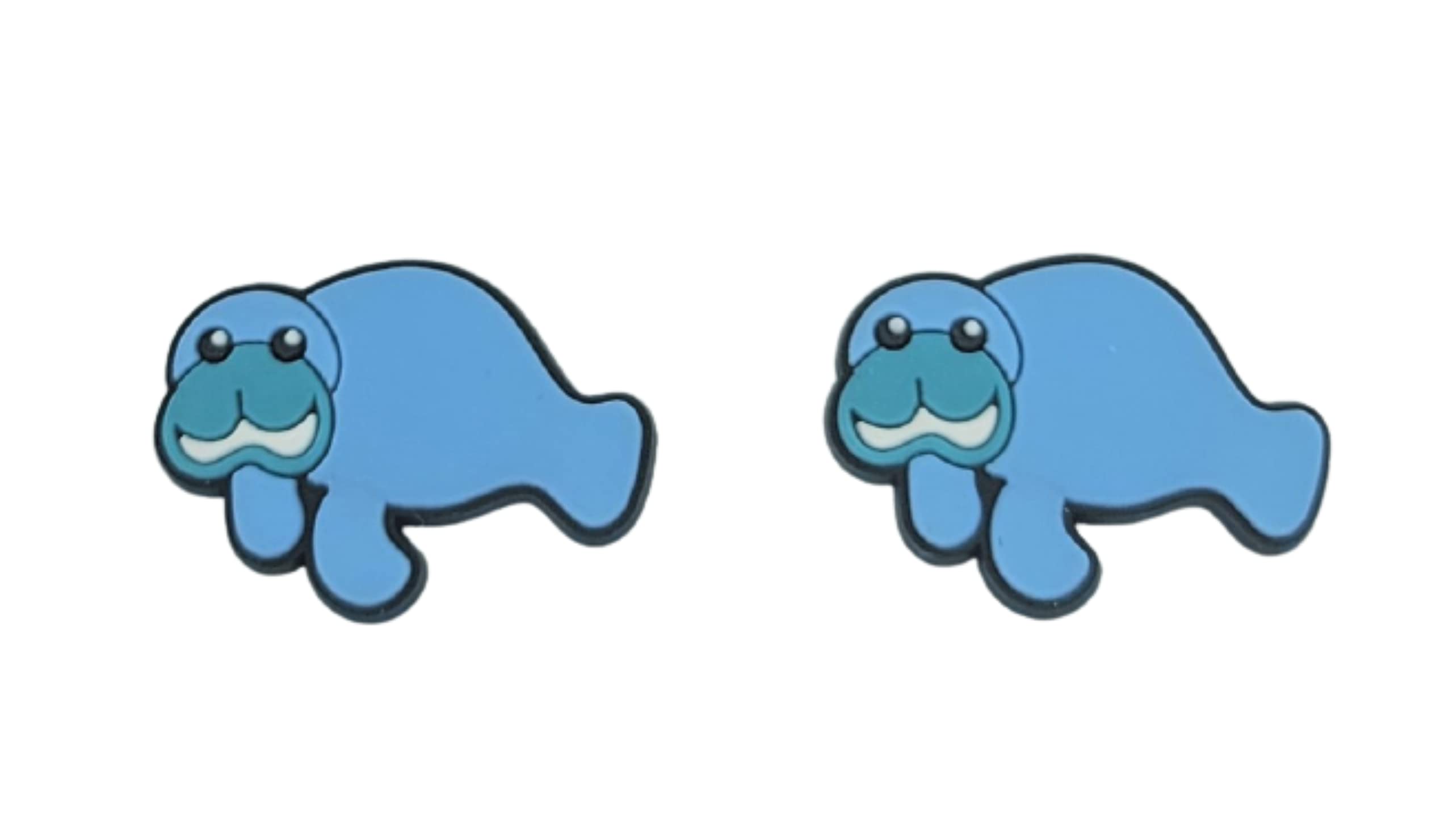 Manatee Shoe Charms for Crocs - Set of 2 Adorable Sea Creature Jibbitz - Perfect for Crocs Clogs & Wristbands - Great for Beach Vacations, Pool Parties & Marine Life Lovers