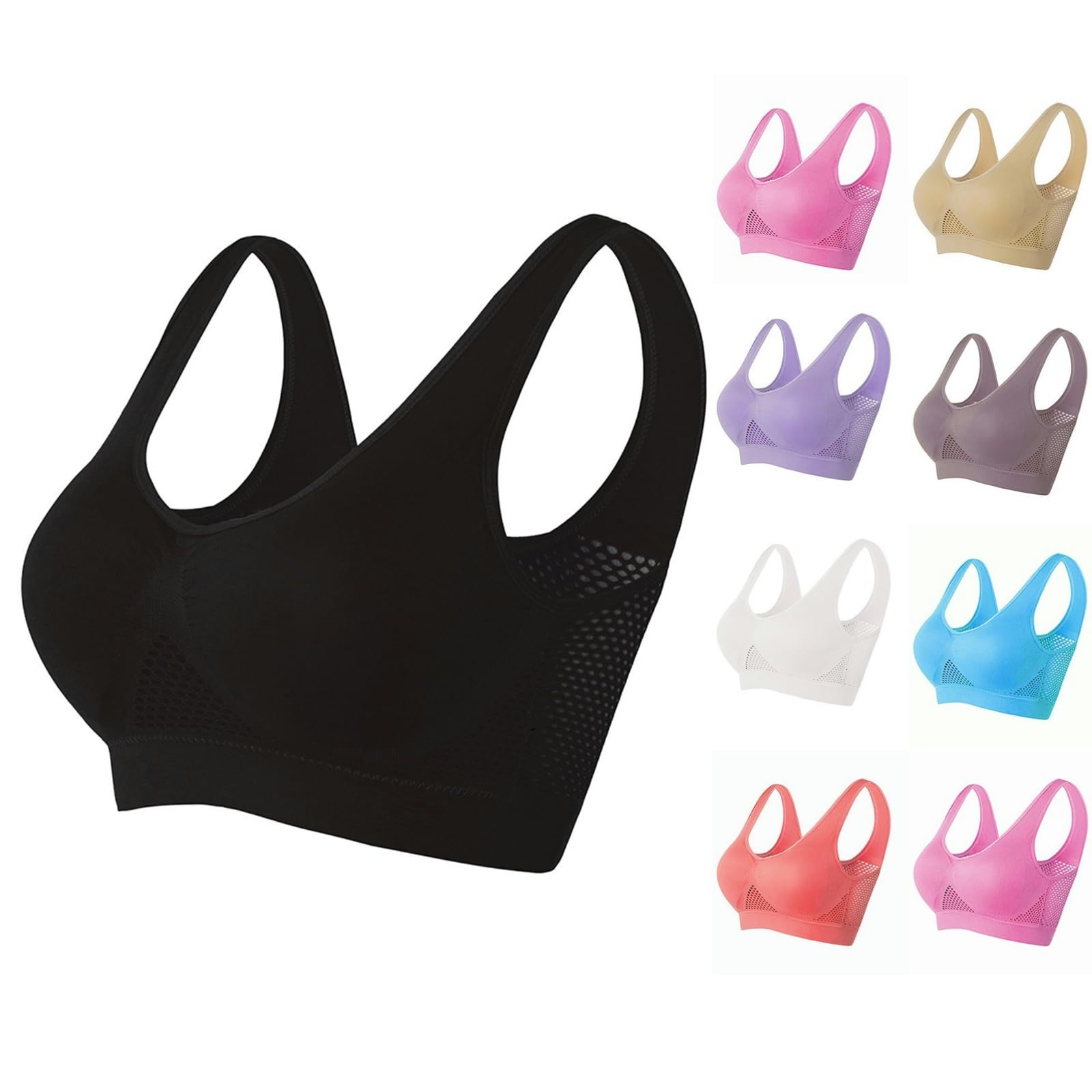 High Support Sports Bras for Women - Full Coverage Breathable Yoga Bras with Cool Liftup & Push Up - Perfect for Running, Gym Workouts & Yoga Sessions