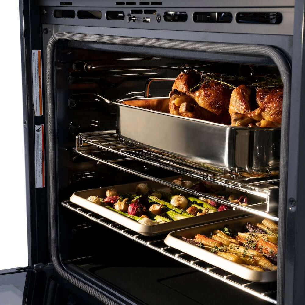 ZLINE Autograph Edition 30 Inch Stainless Steel Professional True Convection Single Wall Oven with Air Fry & Self-Clean - White Matte Door & Matte Black Handle (WASZ WM 30 MB) | Perfect for Home Chefs & Modern Kitchens