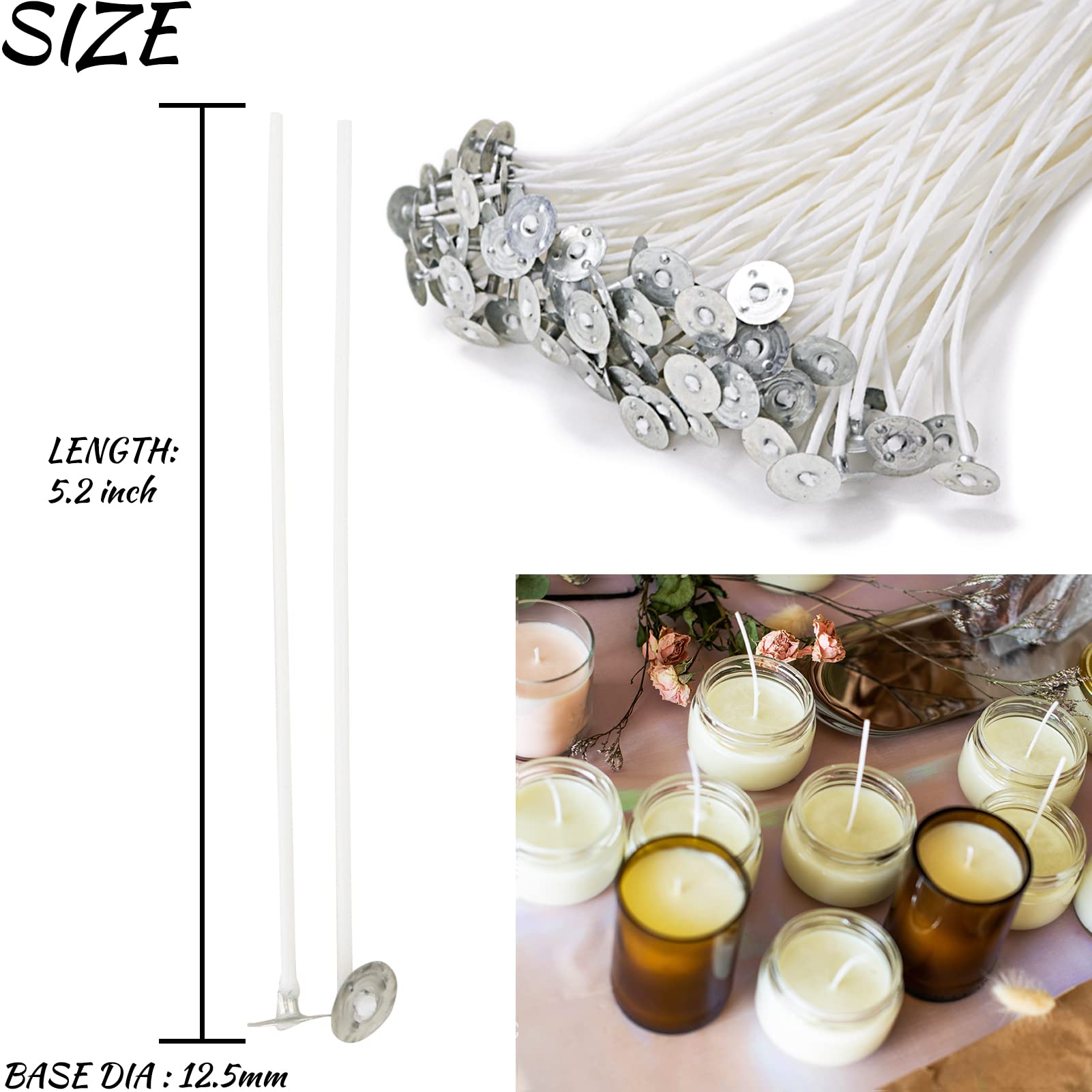 EricX Light Premium DIY Candle Making Kit - 60 Candle Wicks, 60 Wick Stickers, Wax Pouring Pot, 2 Wick Centering Tools, Mixing Spoon - Complete Candle Craft Supplies for Home Decor, Gifts & Relaxation