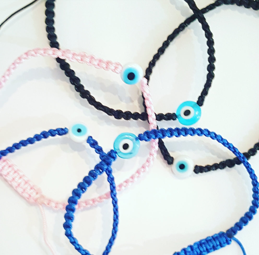 Evil Eye Cord Bracelet for Women - Mini Mati Protection Charm Adjustable String Bracelet - Perfect for Gifts, Travel & Daily Wear