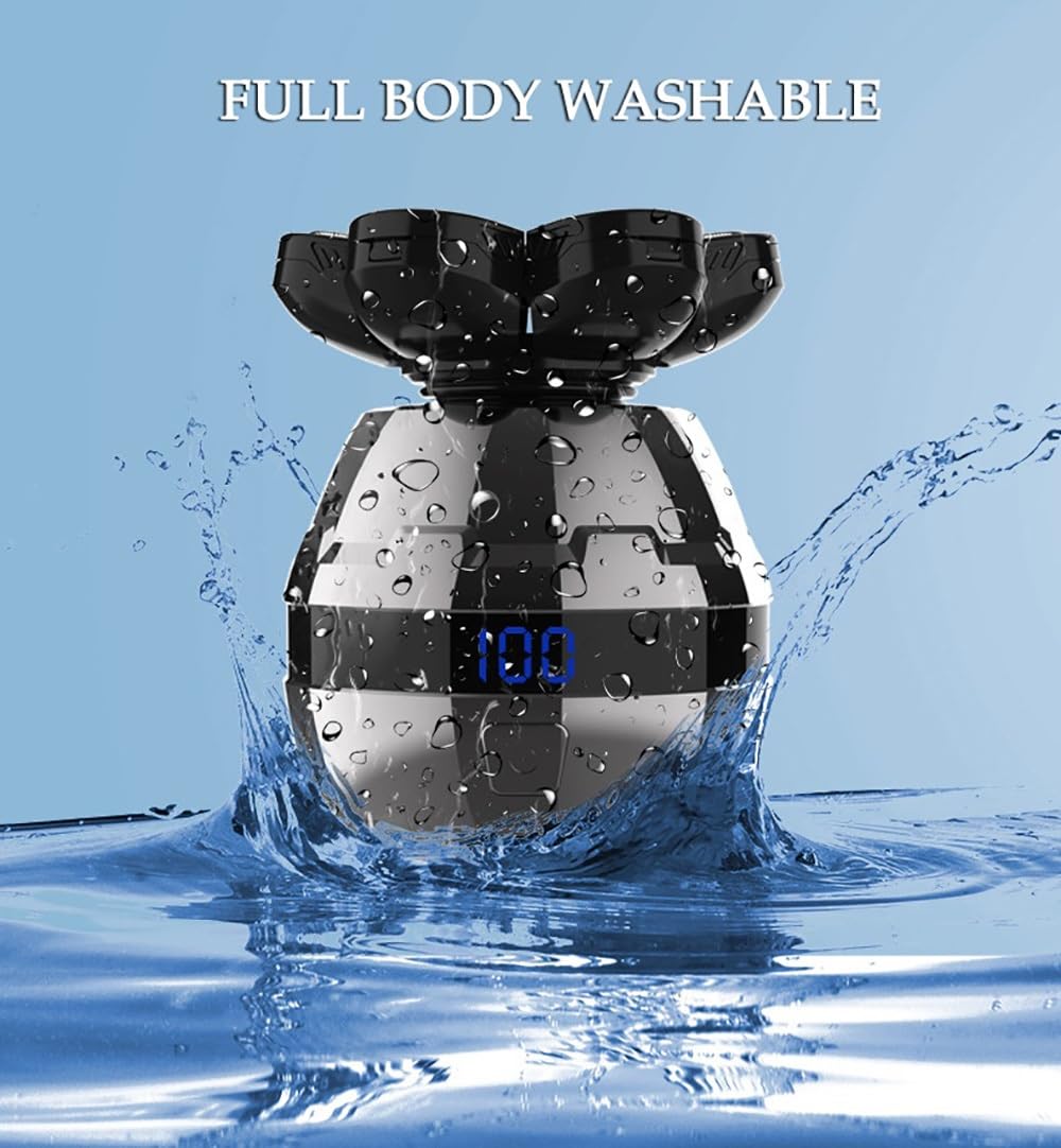 6-in-1 Electric Head Shaver for Men - Waterproof Wet/Dry Bald Head & Beard Trimmer with 6 Rotary Heads - Perfect for Full Body Grooming at Home, Gym or Travel