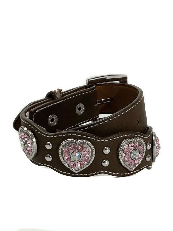 Nocona N4427044 Kids Fashion Heart Belt - Brown Leather Adjustable Waist Belt for Girls, Perfect for Jeans, Dresses & School Outfits