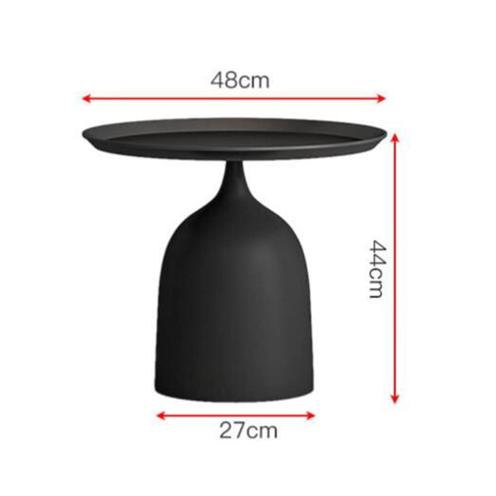 Modern Round Side Table - Gold Metal Tray Coffee Table, Minimalist End Table & Luxury Bedside Table (48x44cm) - Perfect for Living Room, Bedroom & Office Decor