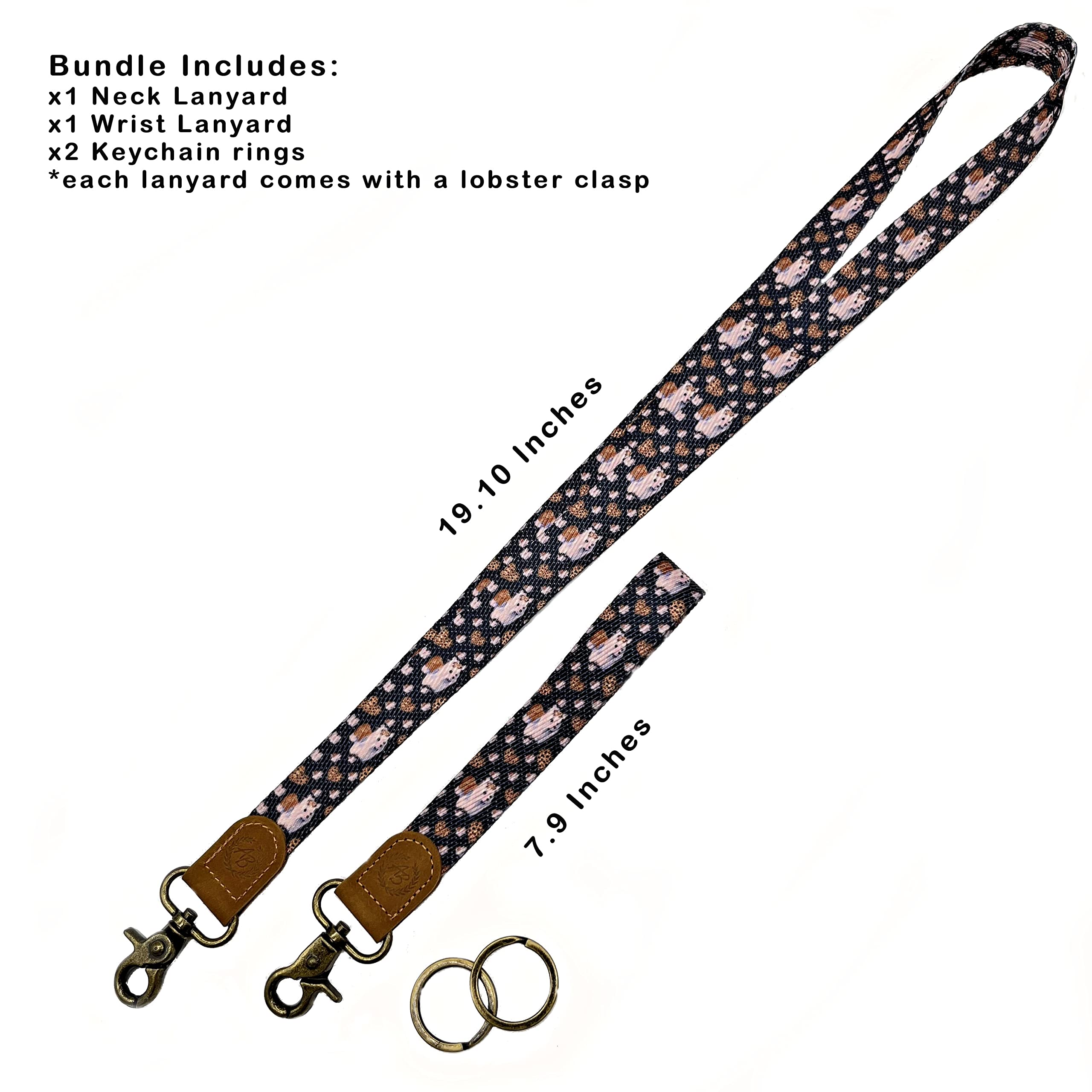 Pet Lanyard & Wrist Strap Set - Leather Keychain for Keys, Cards, ID Badges - Office & Outdoor Use