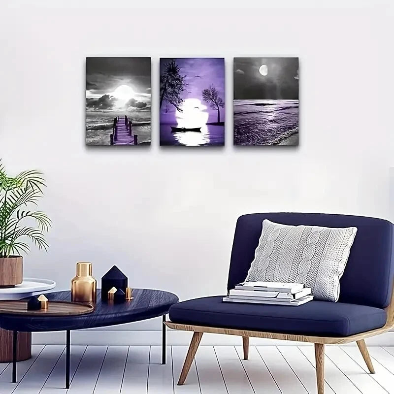 3-Piece Black and White Wall Art Metal Prints - Ready to Hang Modern Home Decor for Living Room, Bedroom & Office
