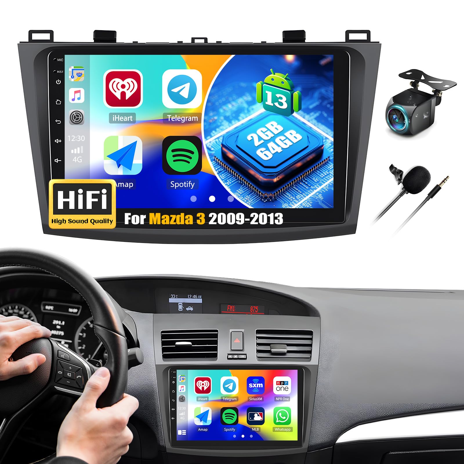 2+64GB Android 13 Car Stereo for Mazda 3 2009-2013 | 9