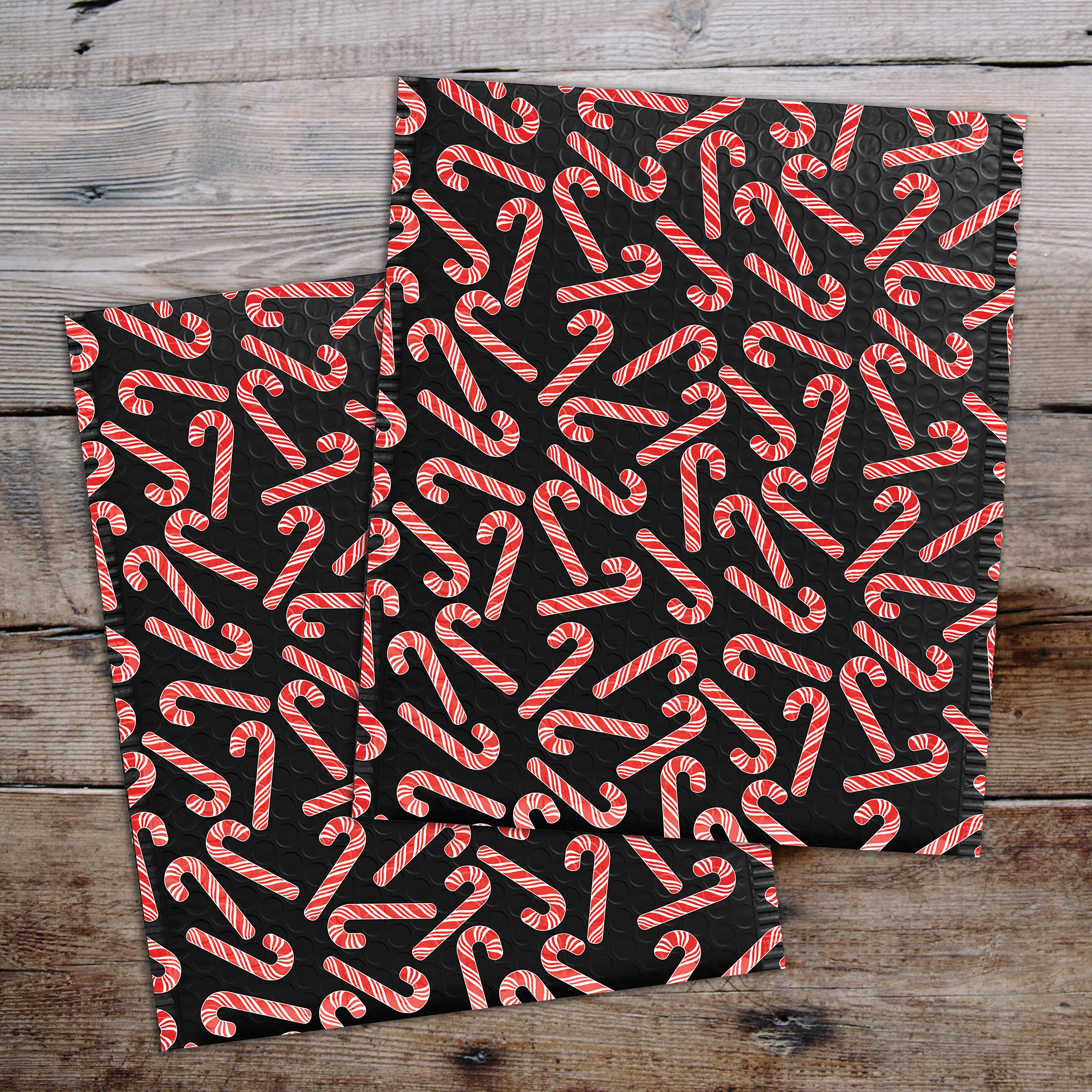 Candy Cane Bubble Mailers 10x13 Inch - 25 Pack for Holiday Shipping & Gifts