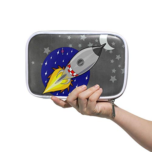 ILEEY Space Ship Rocket Design Kids Pencil Case & Cosmetic Bag - Large Capacity Organizer for School, Travel, Makeup Storage - Perfect for Boys Girls School Supplies & Travel Accessories