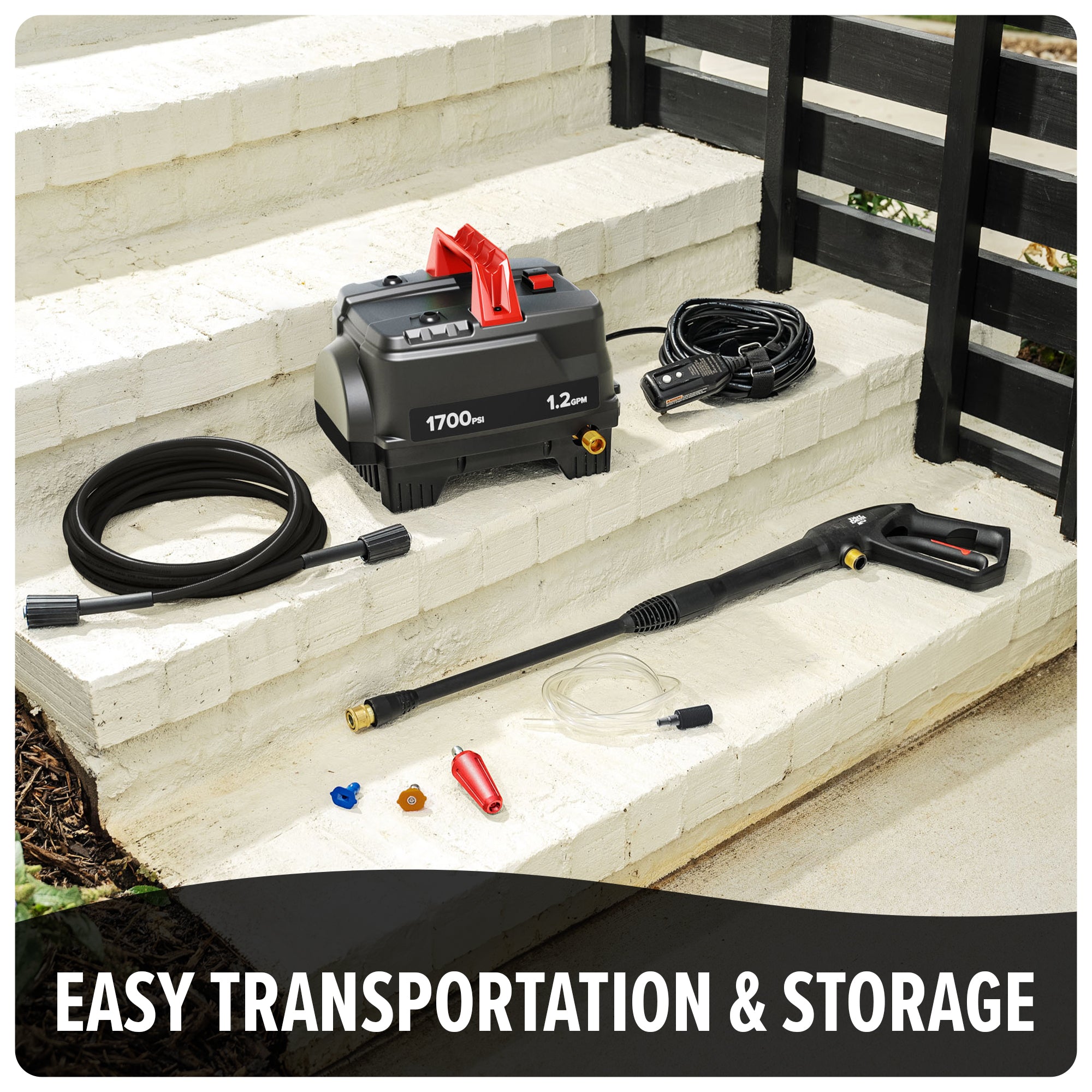 1700 PSI Electric Pressure Washer - High Power Pressure Cleaner for Home, Car, Deck & Patio Cleaning - Perfect for Driveways, Siding & Outdoor Surfaces