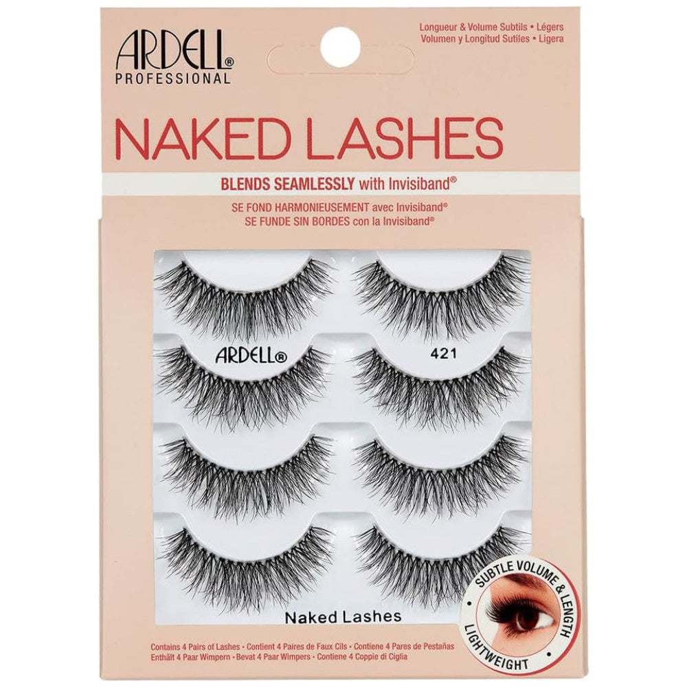 Ardell Naked Lashes #421 - Natural Looking False Eyelashes 4 Pack for Everyday Wear & Special Occasions