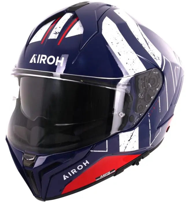 Airoh Matryx Scope Gloss Blue/Red Motorcycle Helmet - Lightweight DOT Certified Full Face Helmet for Street Bike & Racing - Perfect for Urban Commuting & Track Days