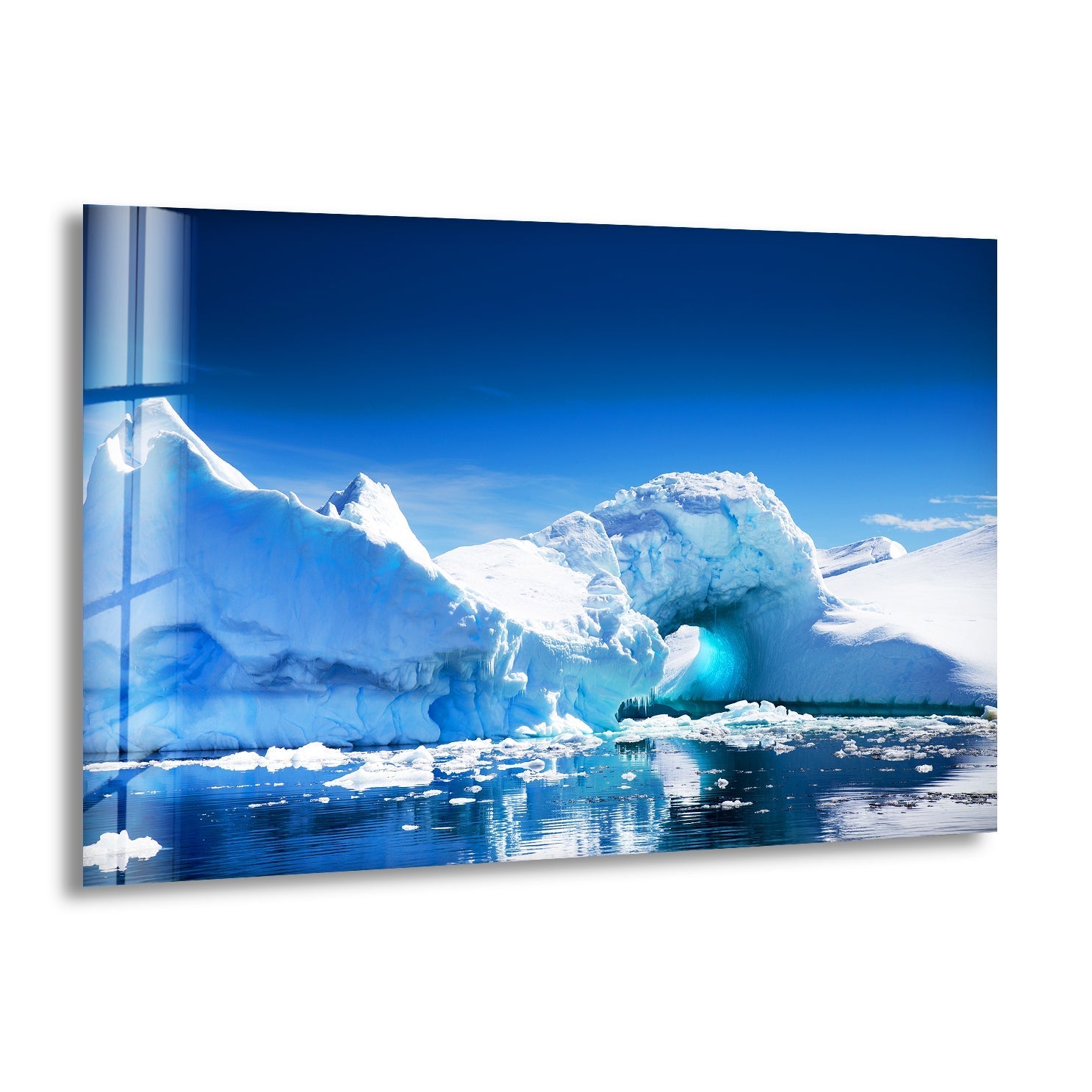 Arctic Iceberg Serenity - Stunning Landscape Glass Wall Art Print for Living Room, Office & Home Decor | Modern Framed Picture for Wall Display