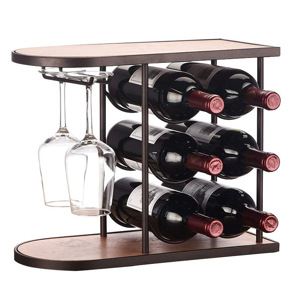 6-Bottle Wine Rack Stand - Creative Multi-Layer Iron Frame Wine Cabinet (40x32x18.5cm) for Home Decor & Kitchen Storage | Perfect for Dining Room, Bar, and Wine Cellar Organization