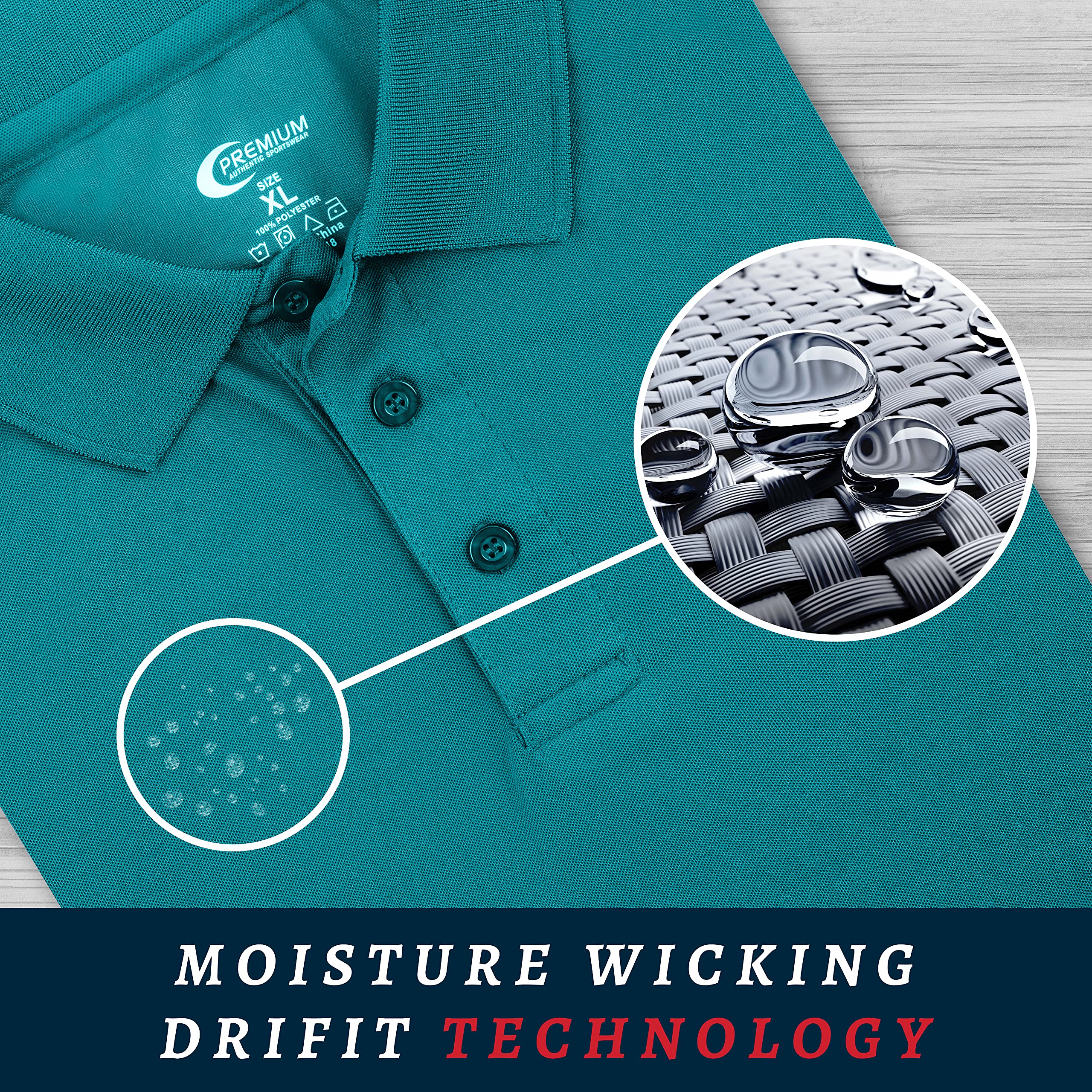 Premium Moisture-Wicking Men's Polo Shirt - Breathable Quick-Dry Performance Tee for Golf, Work & Outdoor Activities