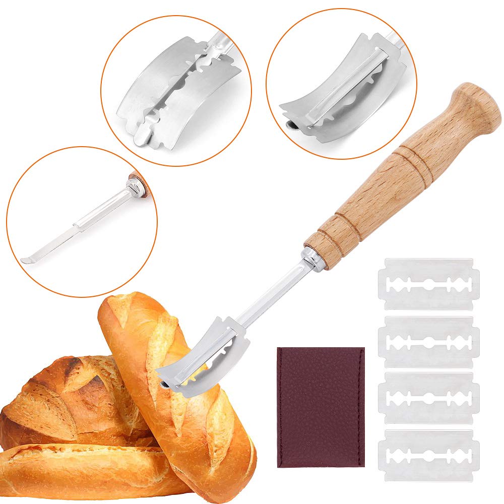 Gearific 10 Inch Oval Bread Proofing Basket - Natural Rattan Sourdough Proving Basket with Baking Kit (Includes Cloth Liner, Dough Scraper, Bread Lame, Brush & 16 Decor Stencils) - Perfect for Artisan Bread Baking, Homemade Sourdough & Rustic Loaves